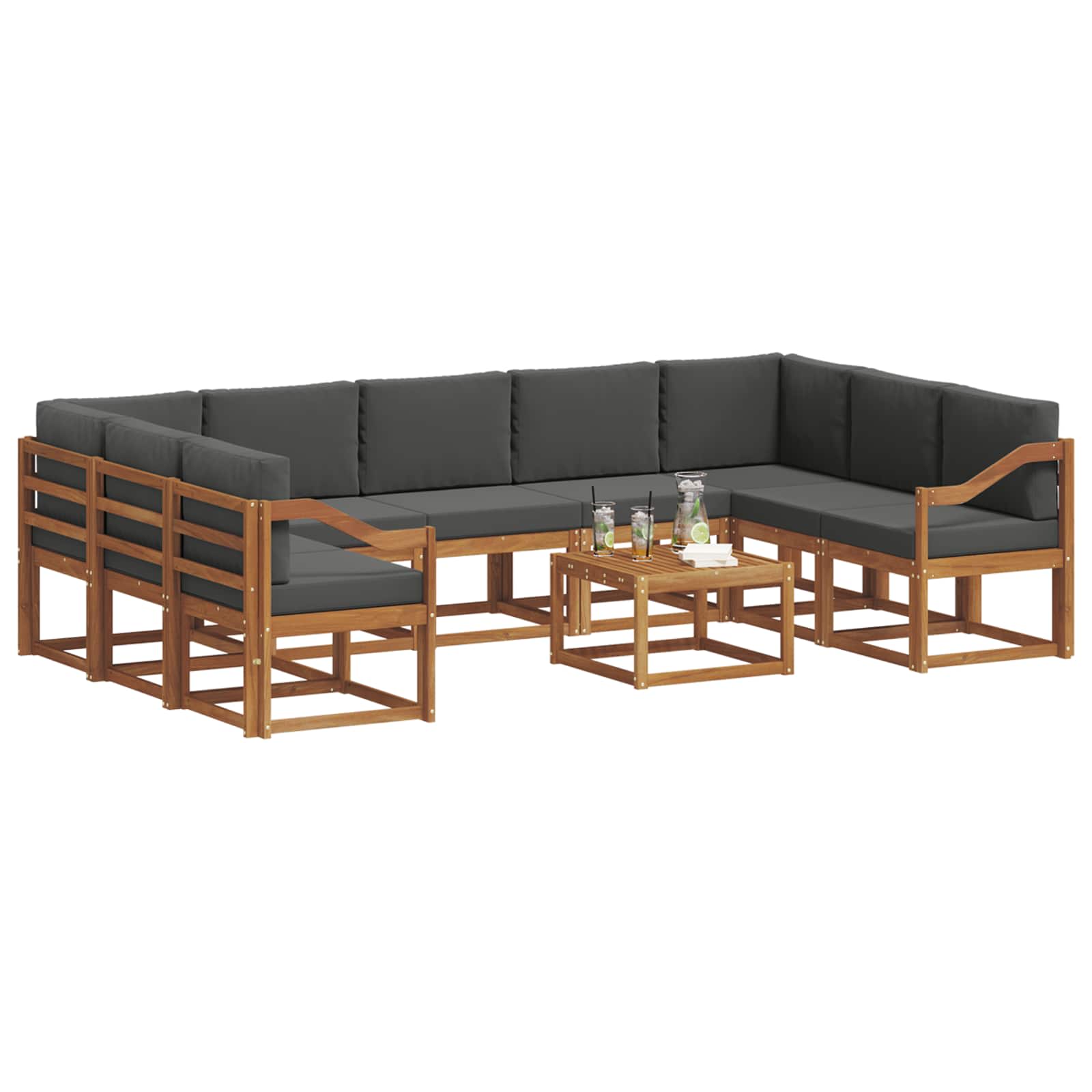 Ensemble de canapés d'extérieur 10 pcs Naturel et Anthracite - XIOS