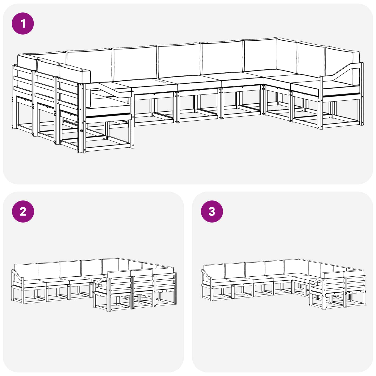 Ensemble de canapés d'extérieur 10 pcs Naturel et Anthracite - XIOS