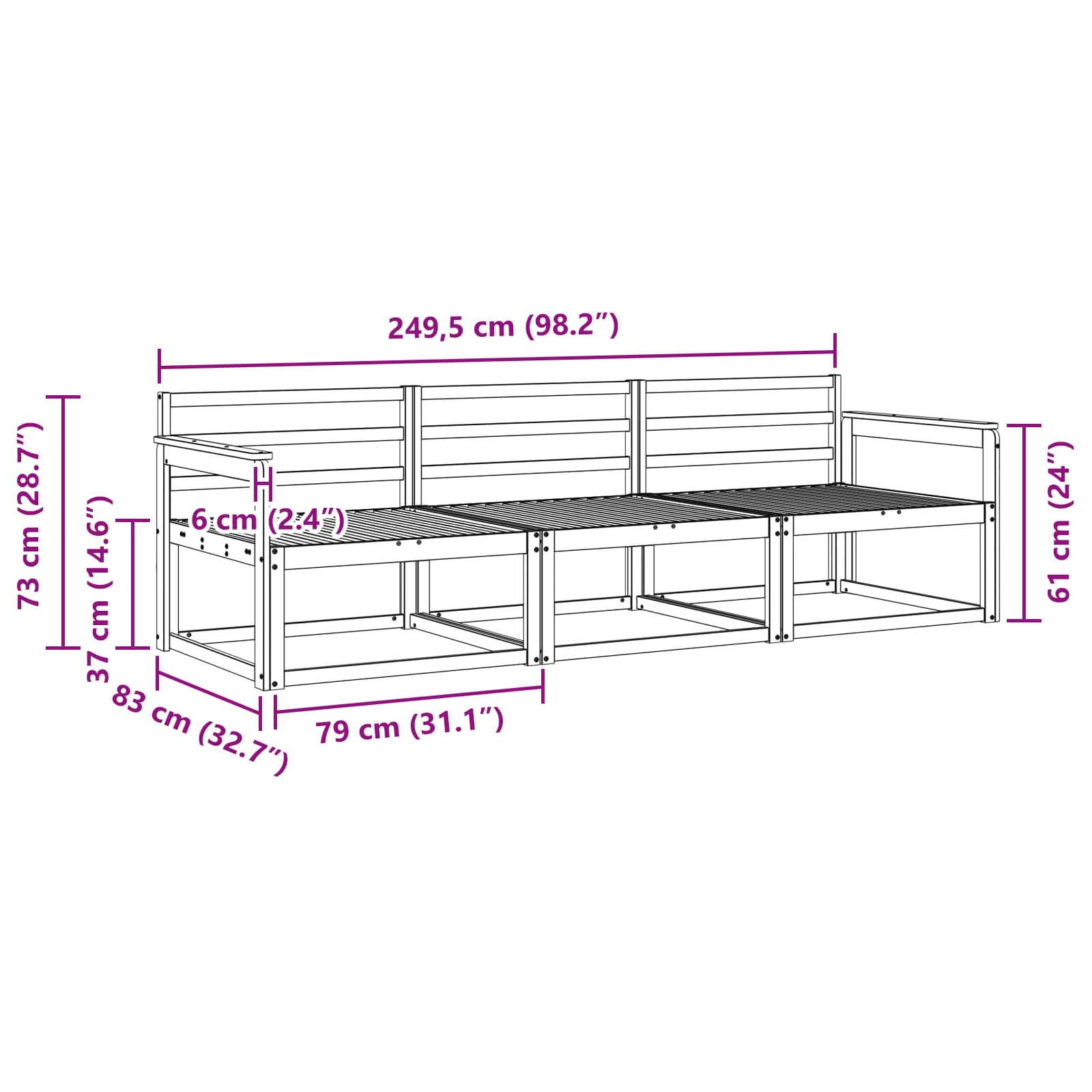 Ensemble de canapés d'extérieur 3 pcs Naturel - XIOS