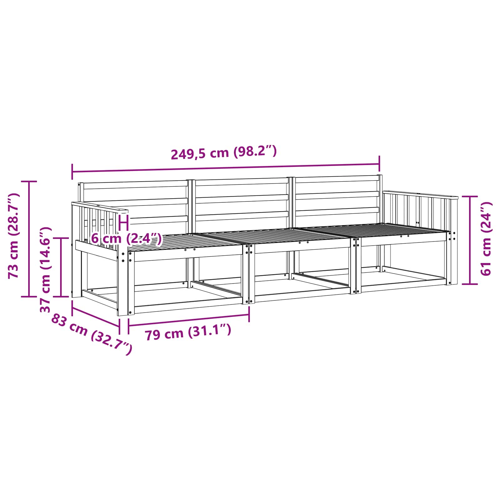 Ensemble de canapés d'extérieur 3 pcs Naturel - XIOS