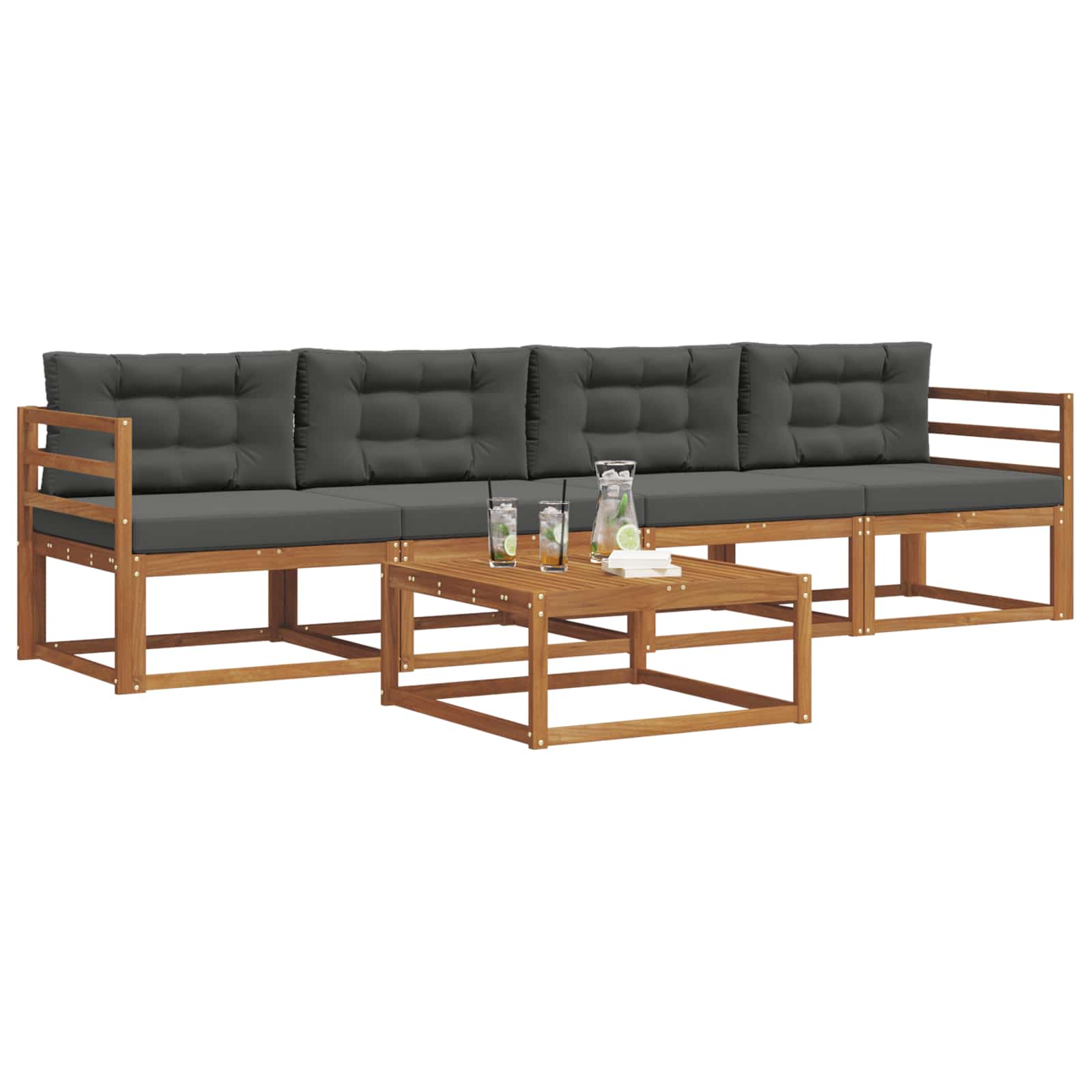 Ensemble de canapés d'extérieur 5 pcs Naturel et Anthracite - XIOS
