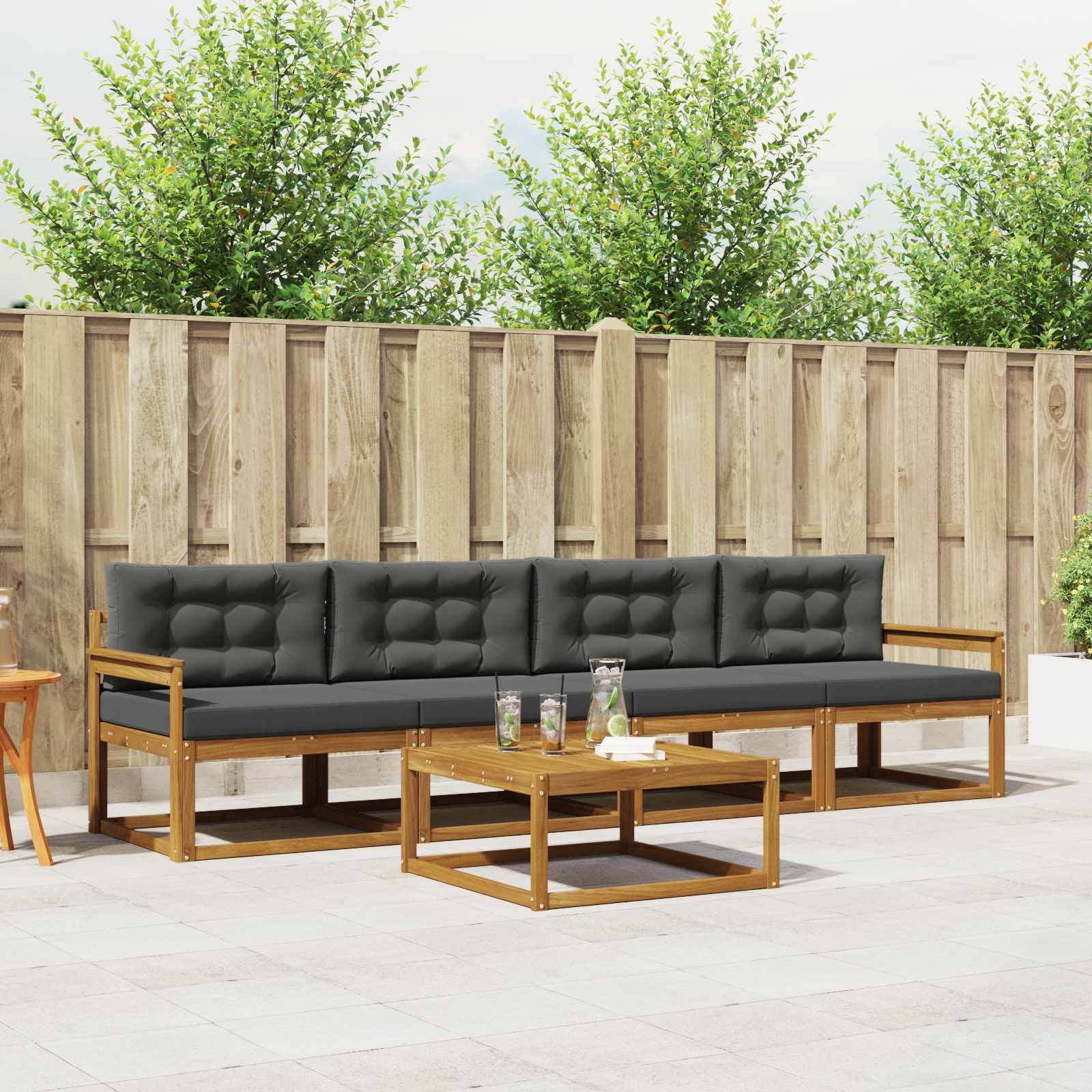 Ensemble de canapés d'extérieur 5 pcs Naturel et Anthracite - XIOS