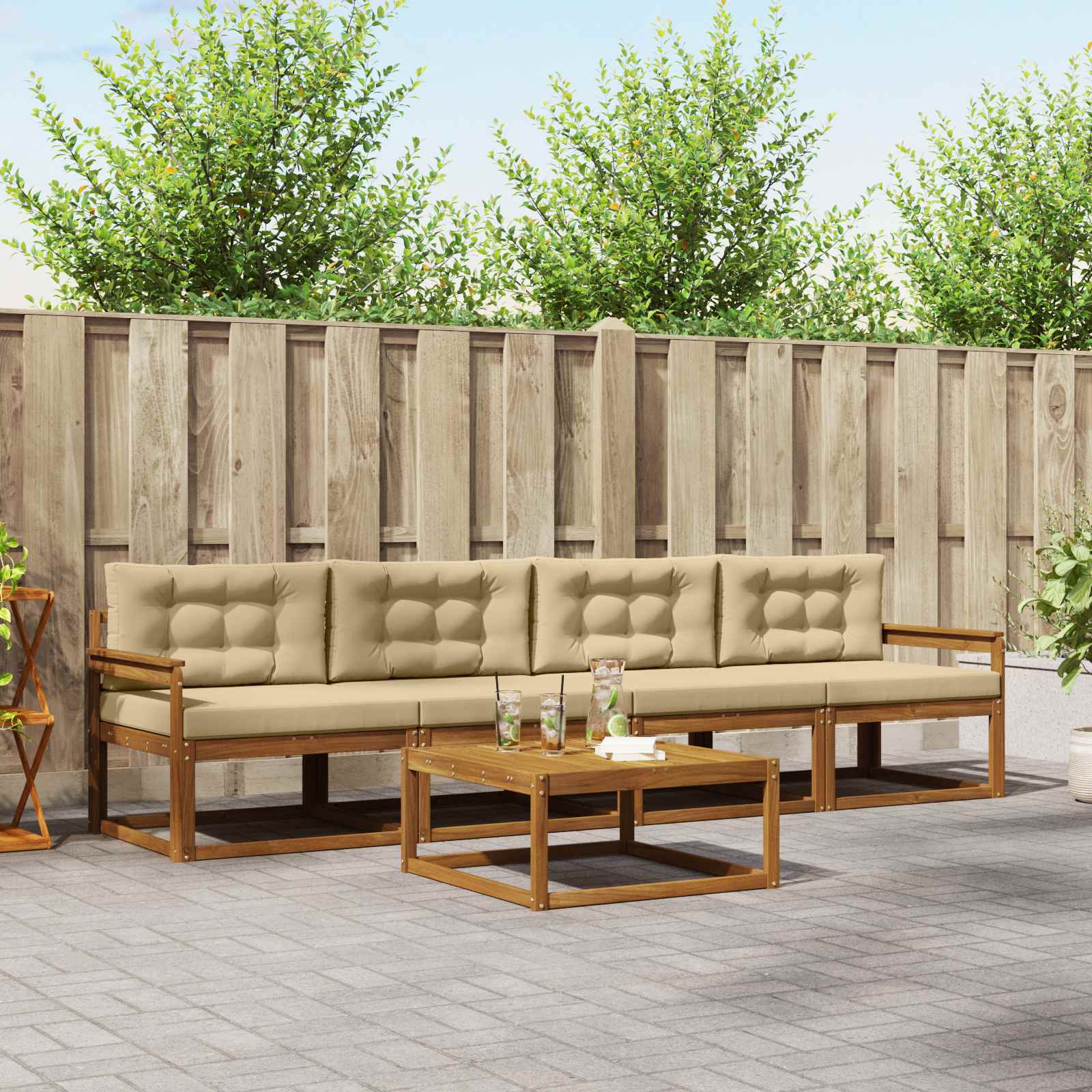 Ensemble de canapés d'extérieur 5 pcs Naturel et Beige - XIOS