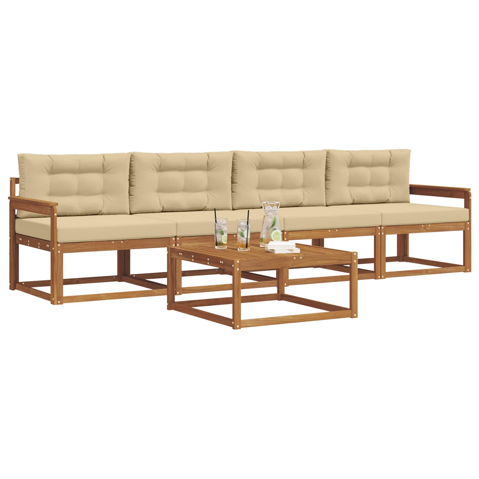 Ensemble de canapés d'extérieur 5 pcs Naturel et Beige - XIOS