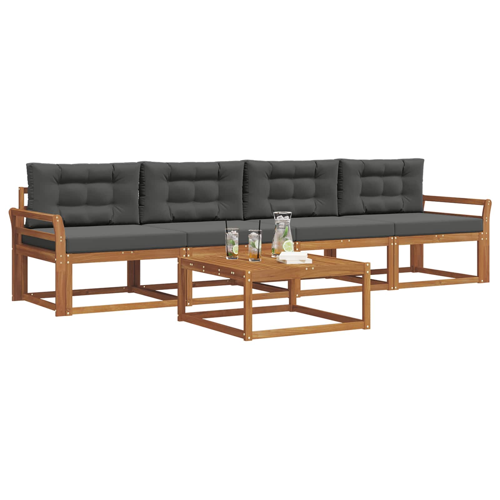Ensemble de canapés d'extérieur 5 pcs Naturel et Anthracite - XIOS