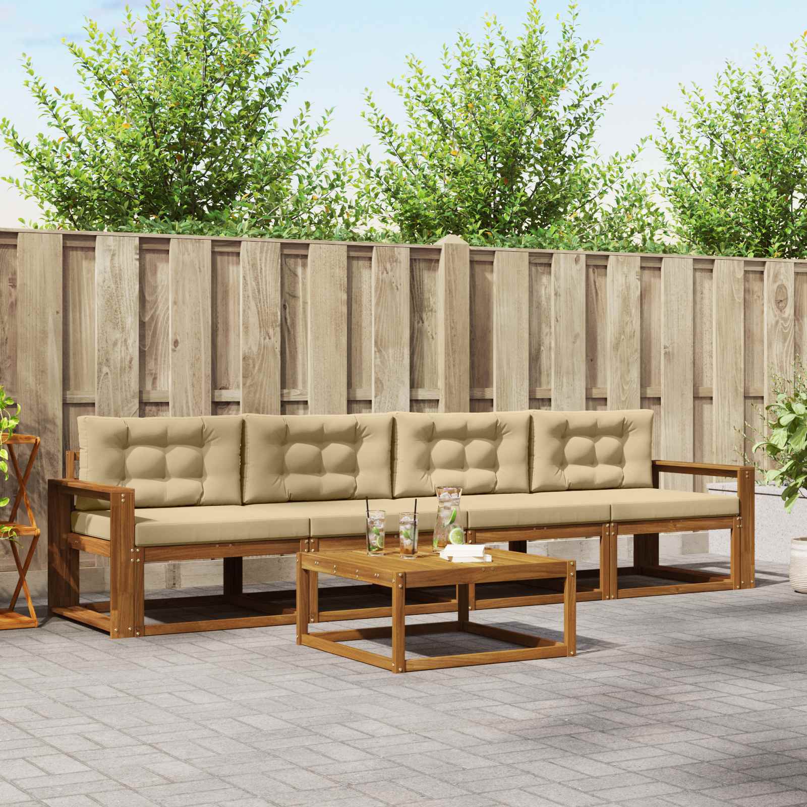 Ensemble de canapés d'extérieur 5 pcs Naturel et Beige - XIOS