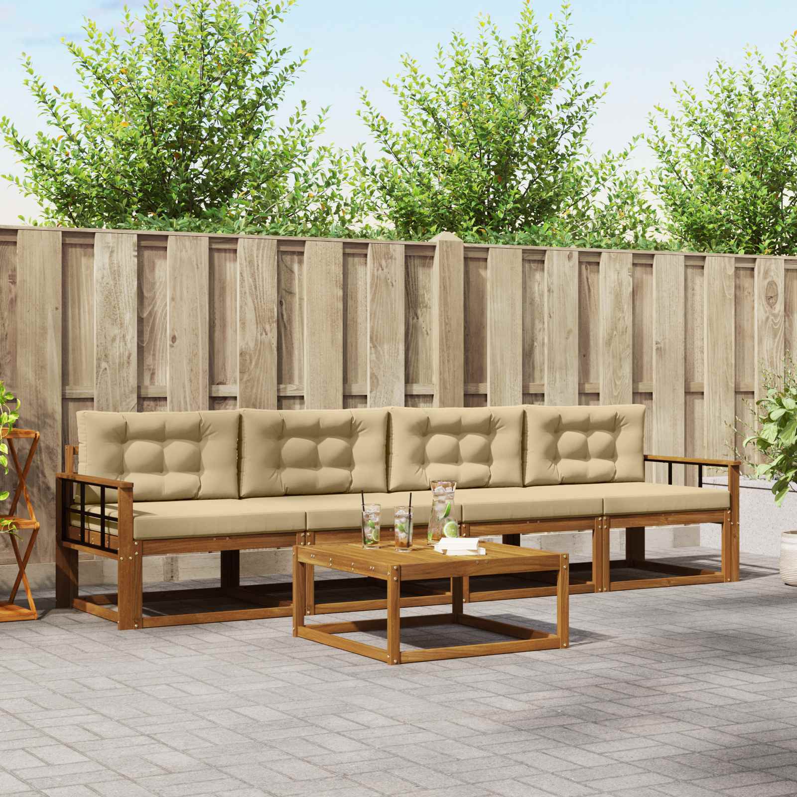 Ensemble de canapés d'extérieur 5 pcs Naturel et Beige - XIOS