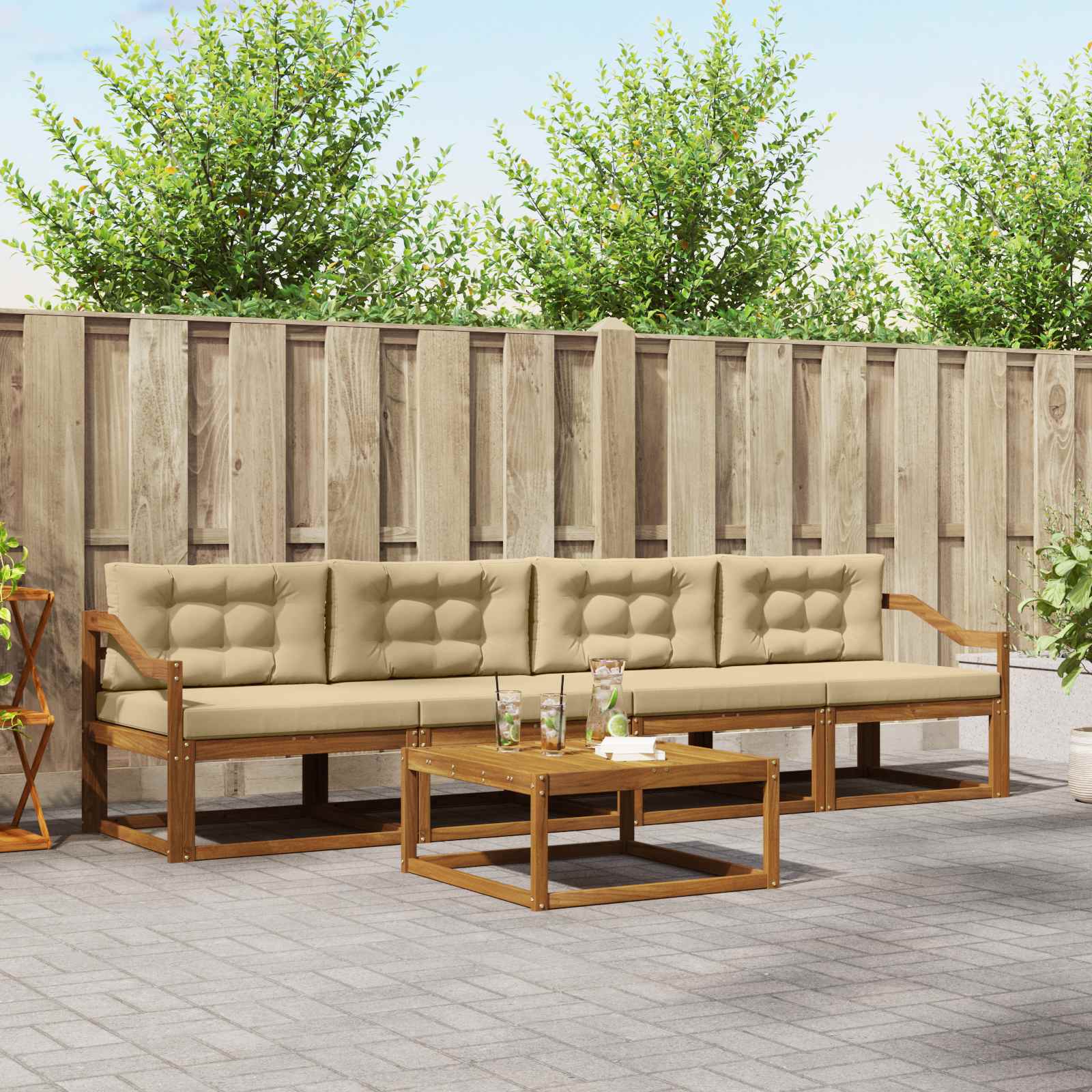 Ensemble de canapés d'extérieur 5 pcs Naturel et Beige - XIOS
