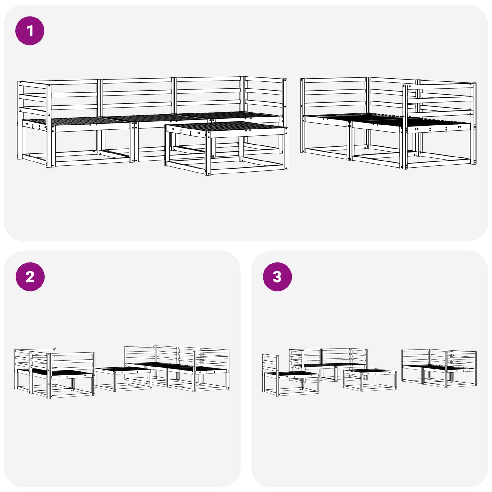 Ensemble de canapés d'extérieur 6 pcs Naturel - XIOS