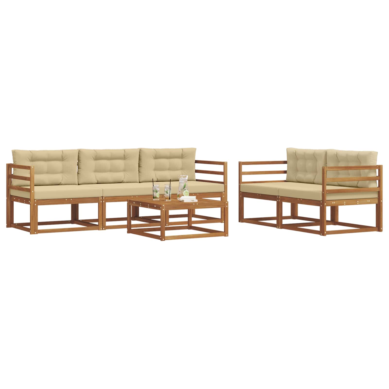 Ensemble de canapés d'extérieur 6 pcs Naturel et Beige - XIOS