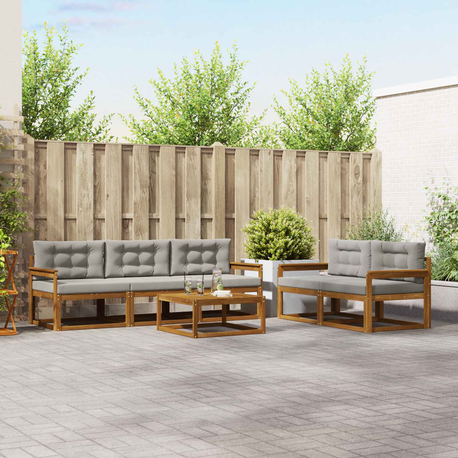 Ensemble de canapés d'extérieur 6 pcs Gris Naturel et Clair - XIOS