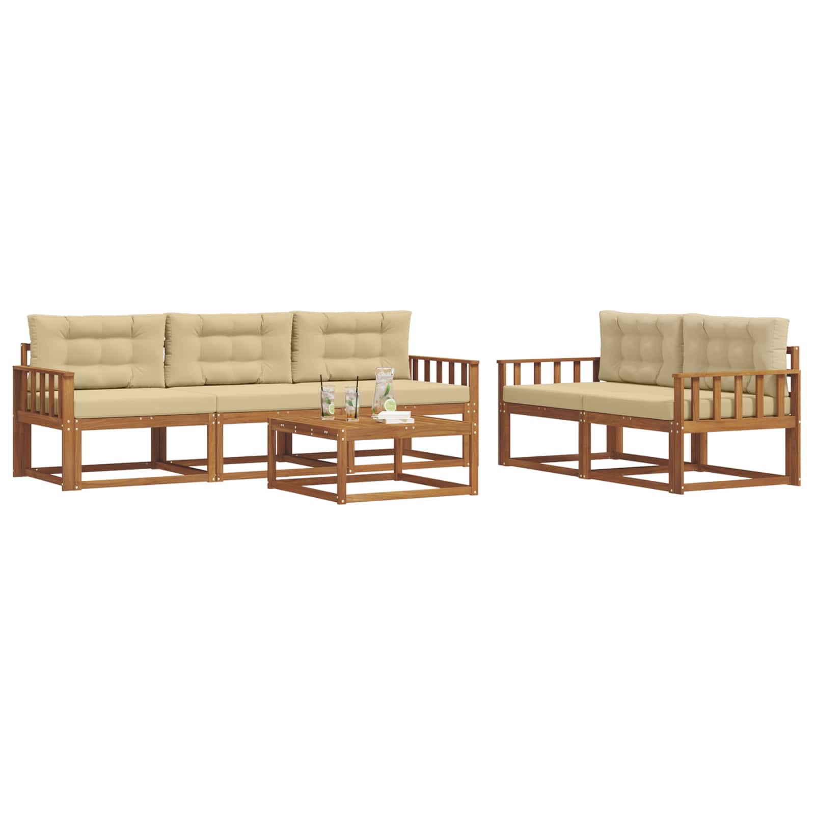 Ensemble de canapés d'extérieur 6 pcs Naturel et Beige - XIOS