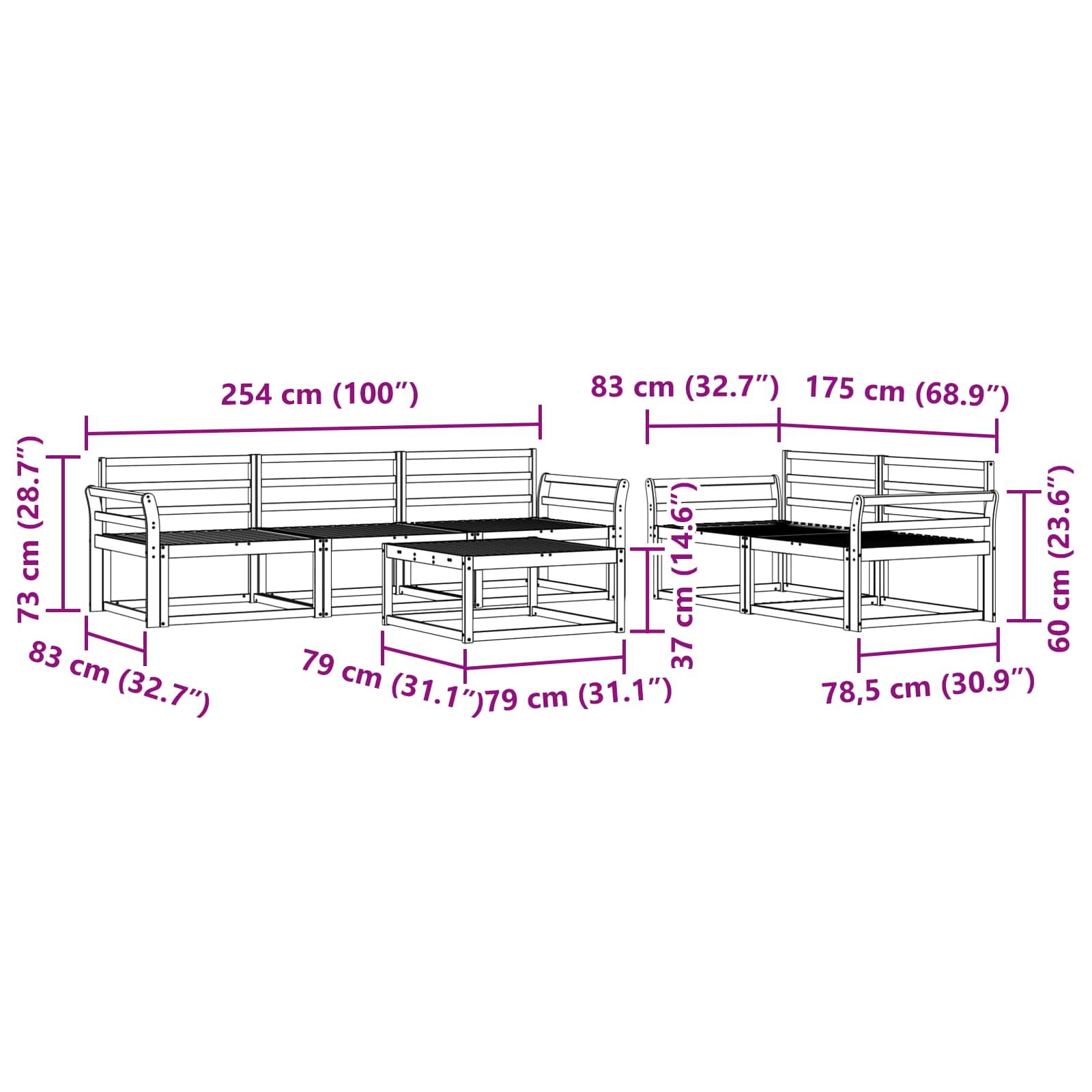Ensemble de canapés d'extérieur 6 pcs Naturel - XIOS
