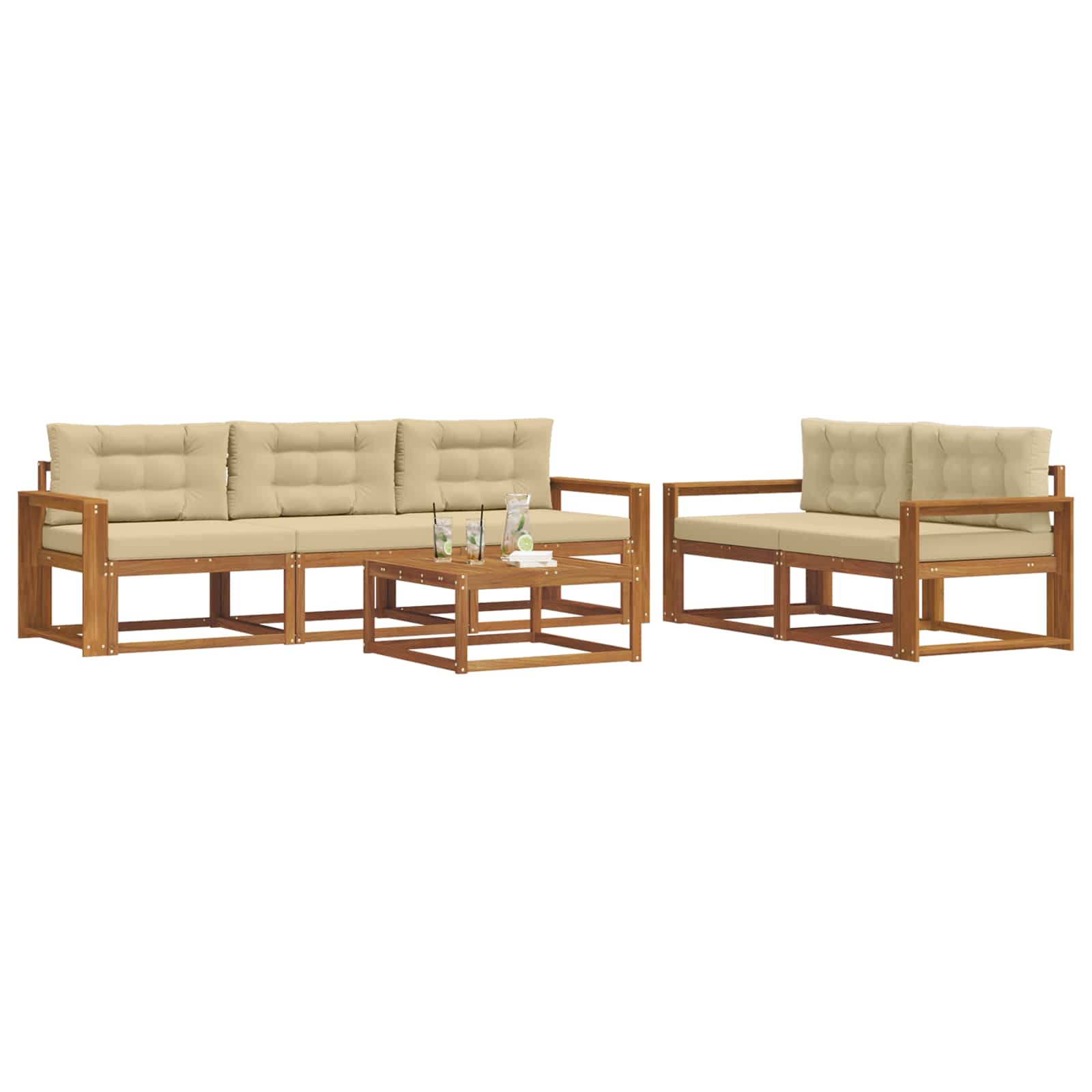 Ensemble de canapés d'extérieur 6 pcs Naturel et Beige - XIOS