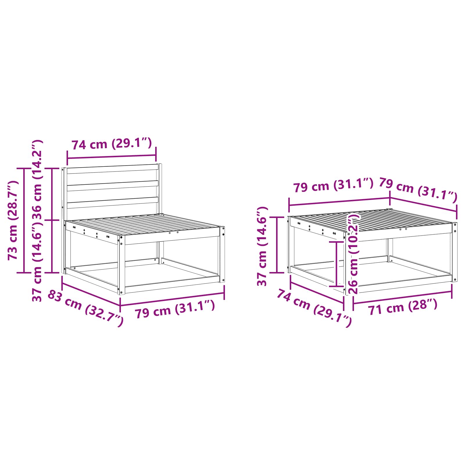 Ensemble de canapés d'extérieur 6 pcs Naturel - XIOS