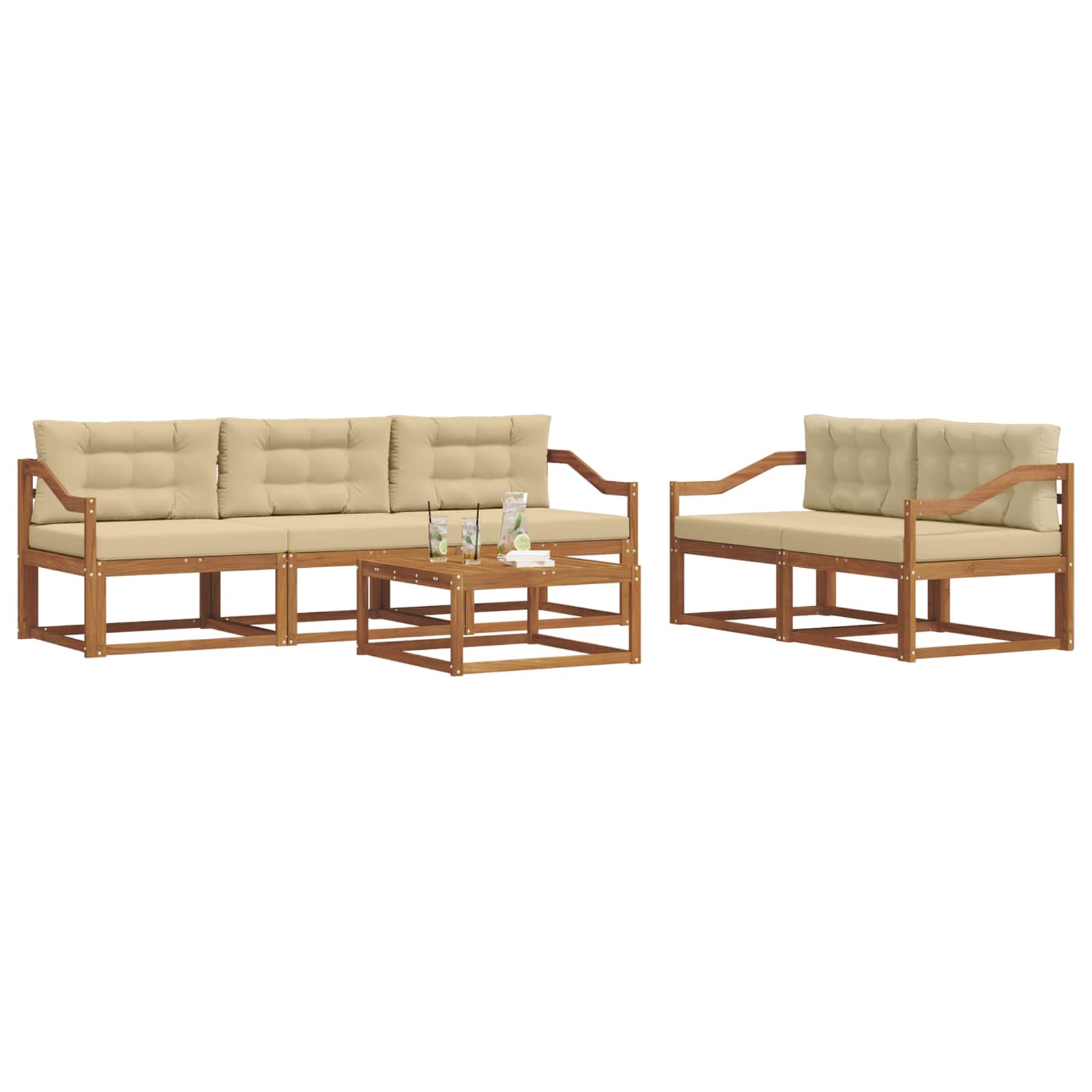 Ensemble de canapés d'extérieur 6 pcs Naturel et Beige - XIOS