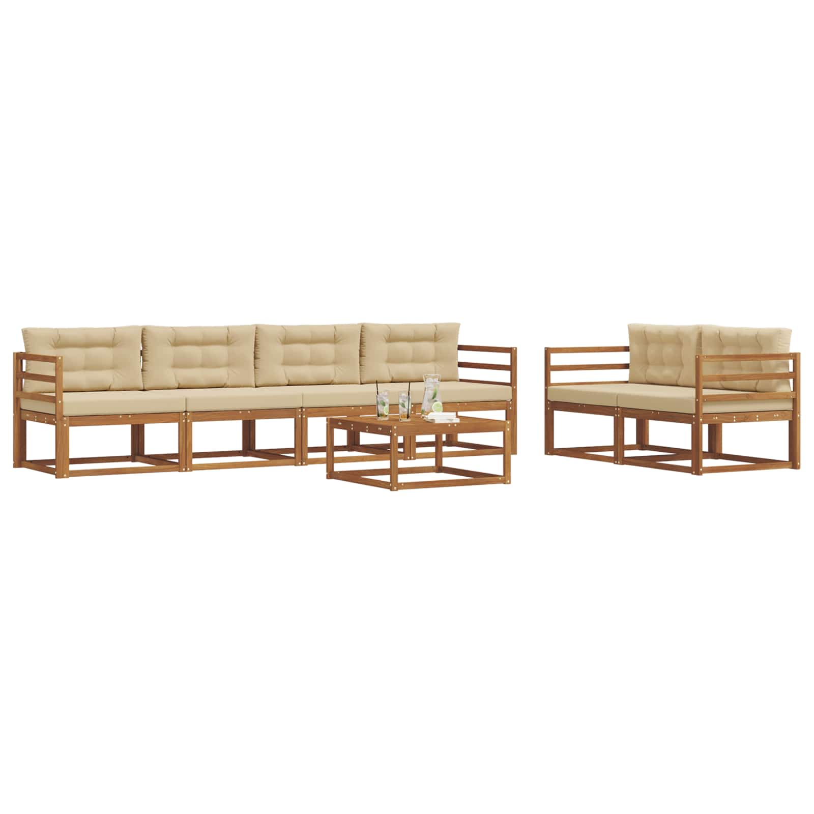 Ensemble de canapés d'extérieur 7 pcs Naturel et Beige - XIOS