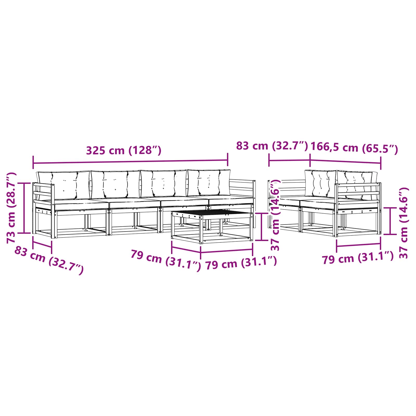 Ensemble de canapés d'extérieur 7 pcs Naturel et Beige - XIOS