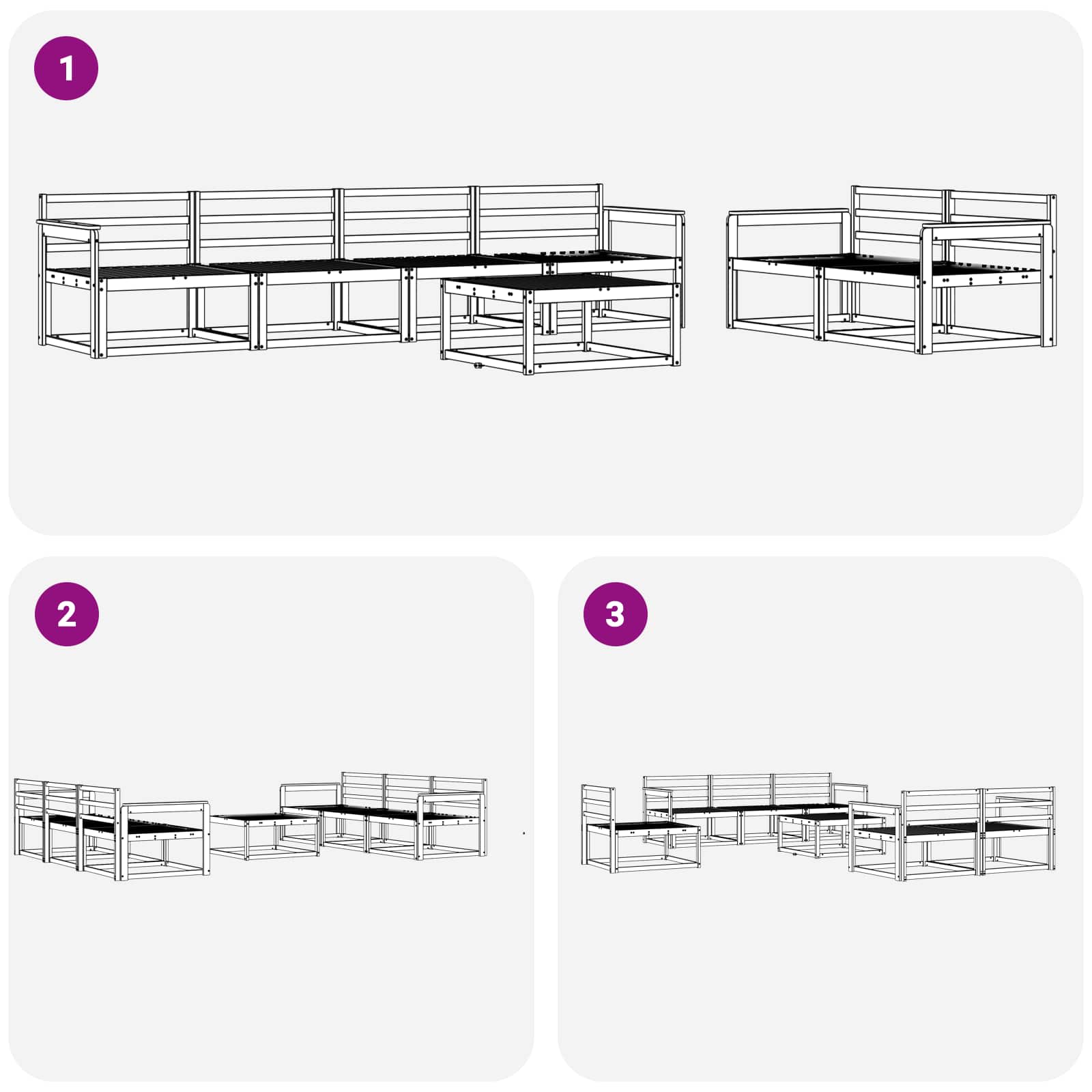 Ensemble de canapés d'extérieur 7 pcs Naturel - XIOS