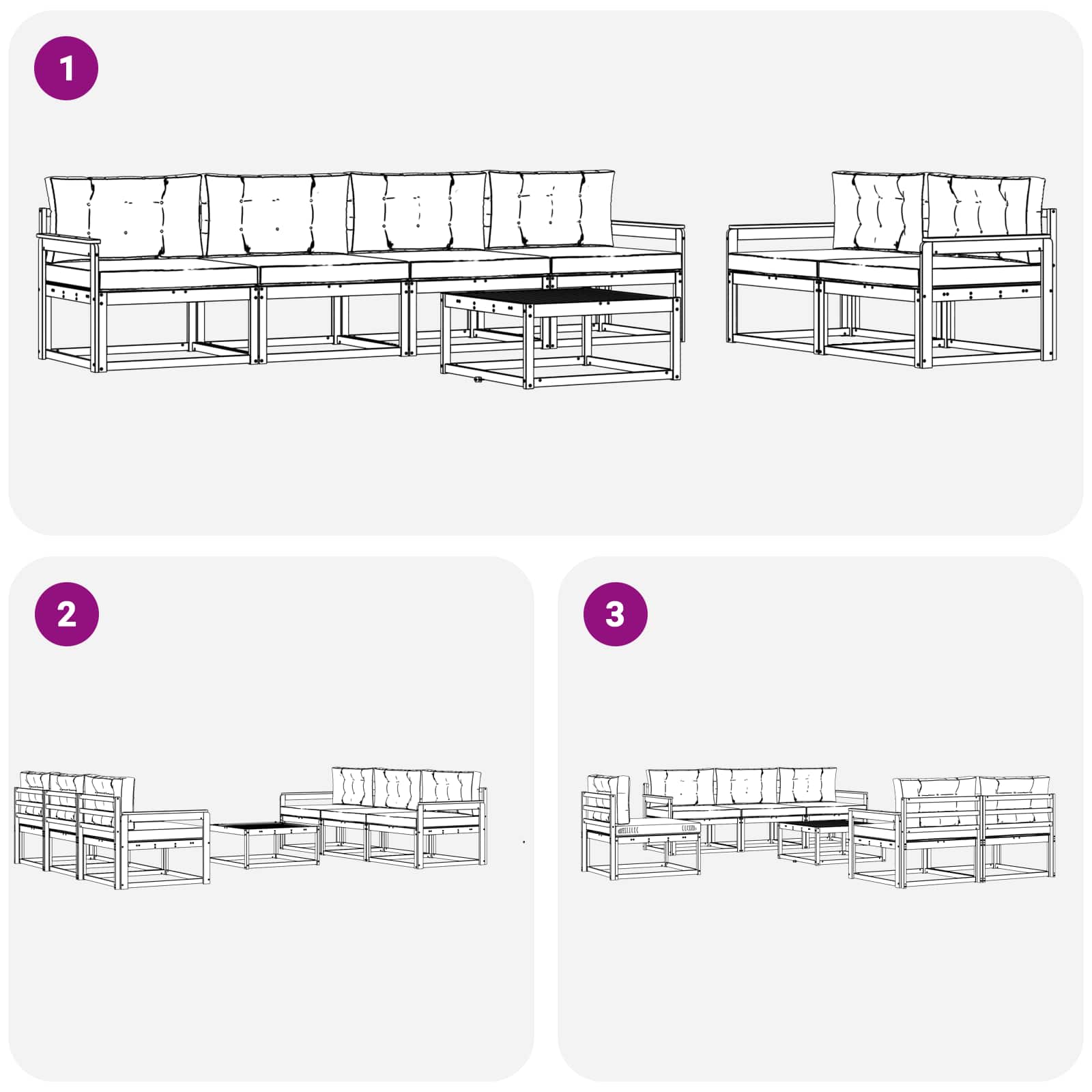 Ensemble de canapés d'extérieur 7 pcs Naturel et Anthracite - XIOS
