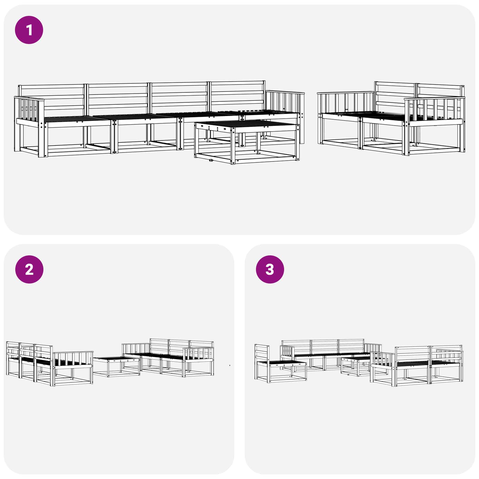 Ensemble de canapés d'extérieur 7 pcs Naturel - XIOS