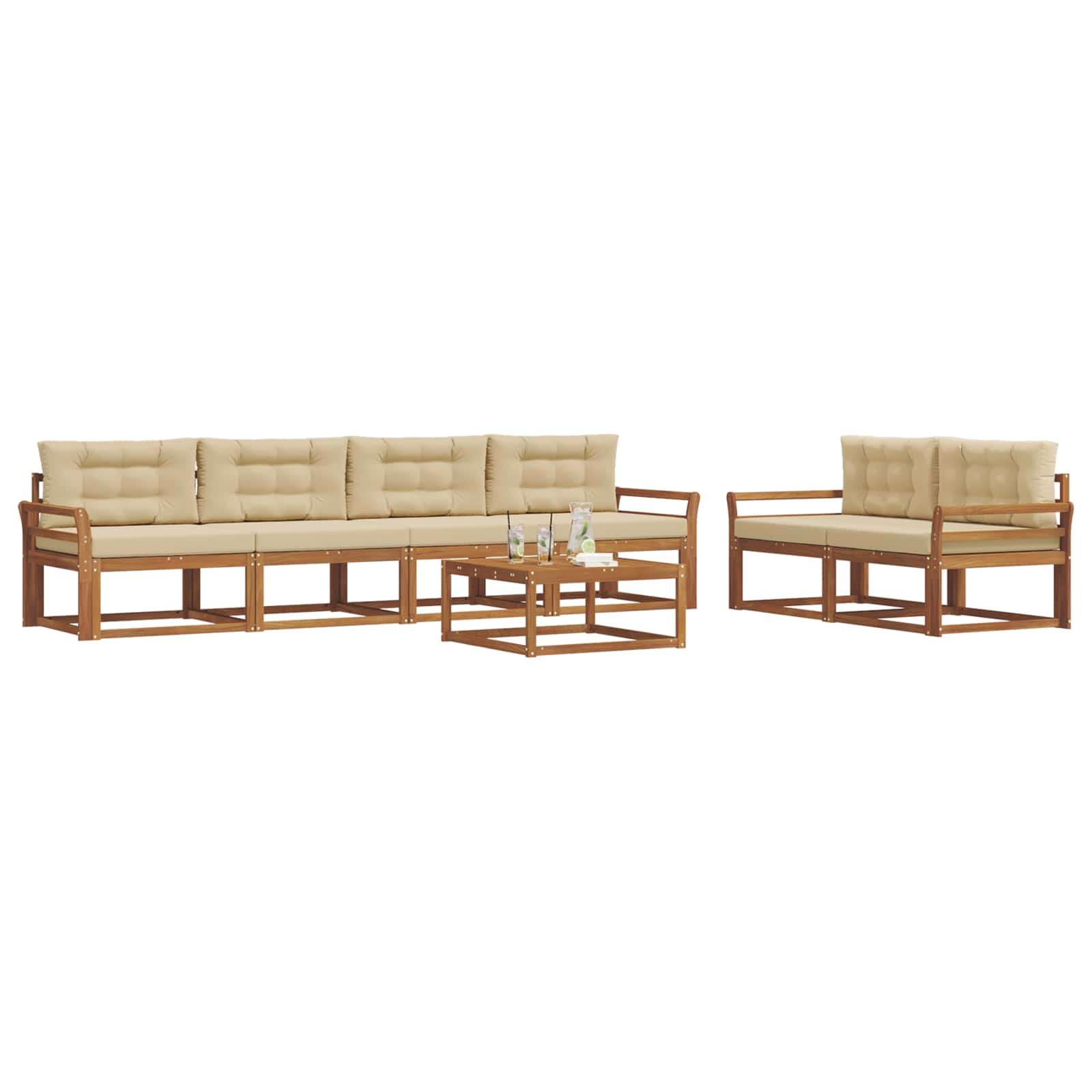 Ensemble de canapés d'extérieur 7 pcs Naturel et Beige - XIOS