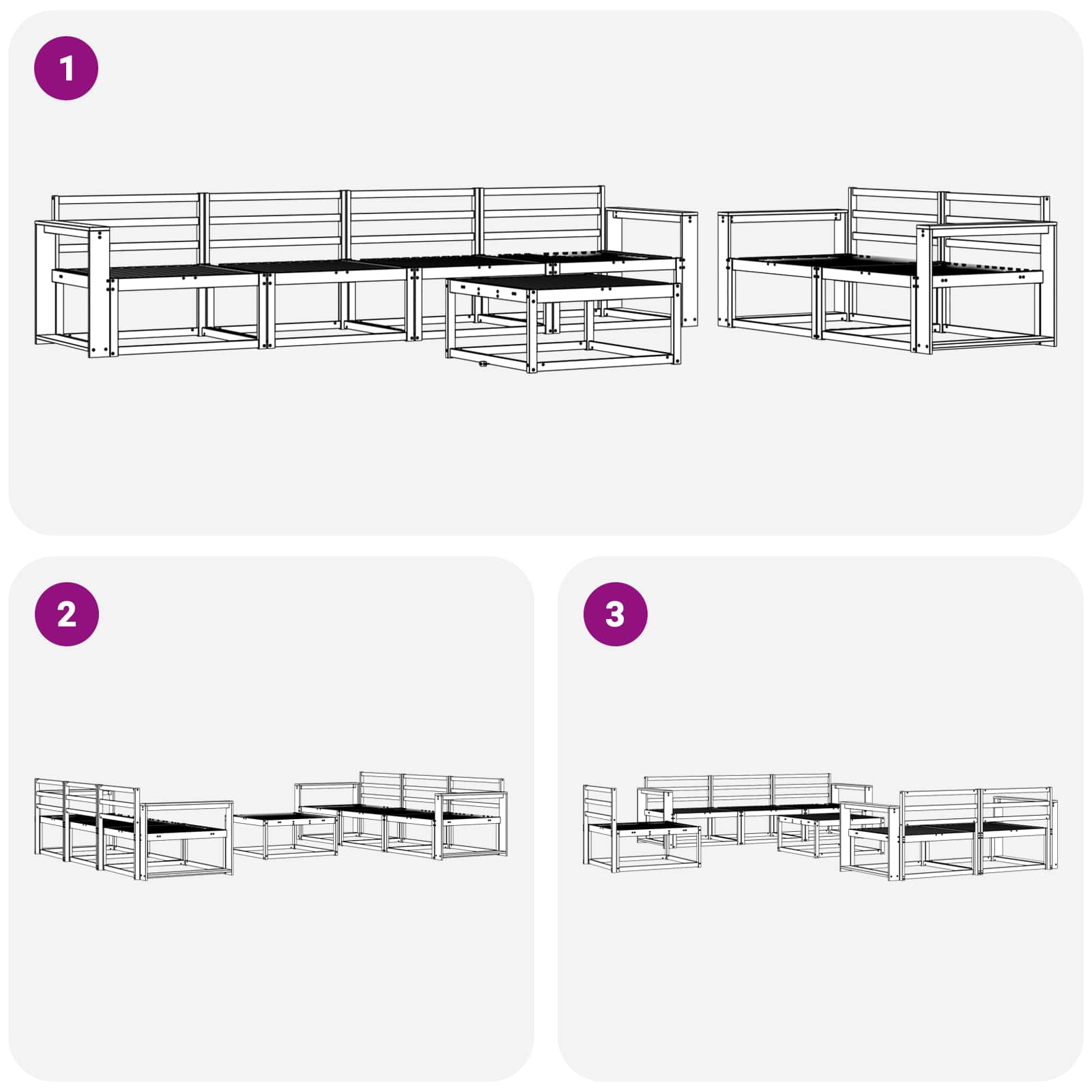 Ensemble de canapés d'extérieur 7 pcs Naturel - XIOS