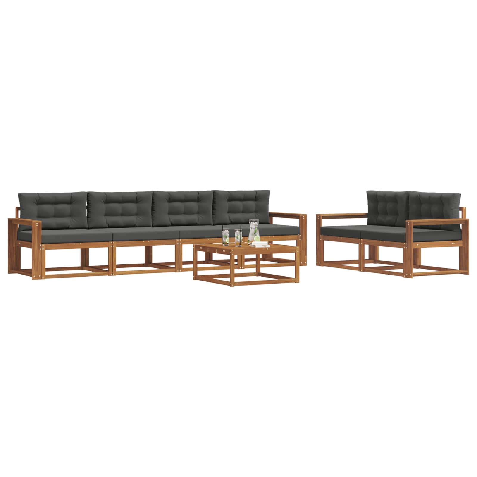 Ensemble de canapés d'extérieur 7 pcs Naturel et Anthracite - XIOS