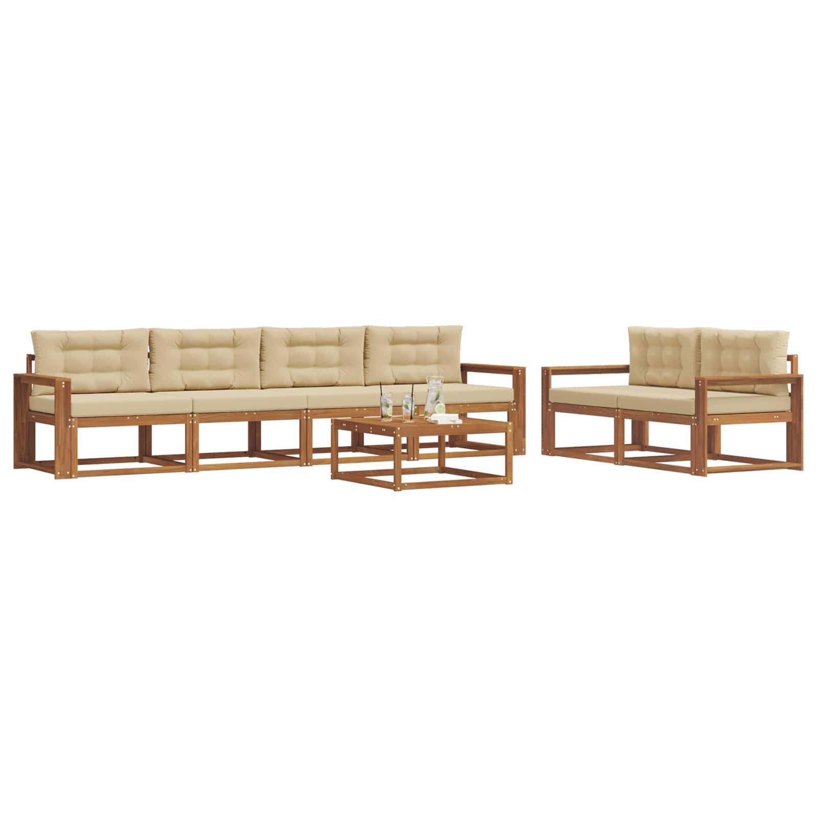 Ensemble de canapés d'extérieur 7 pcs Naturel et Beige - XIOS
