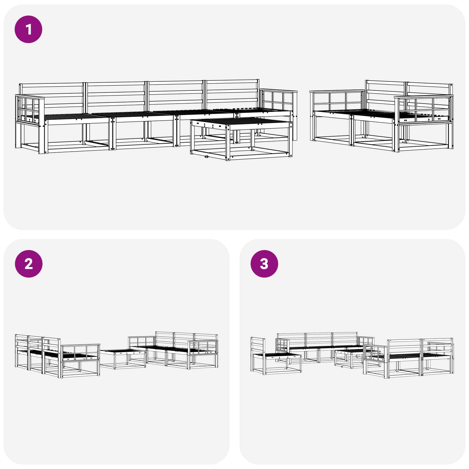 Ensemble de canapés d'extérieur 7 pcs Naturel - XIOS