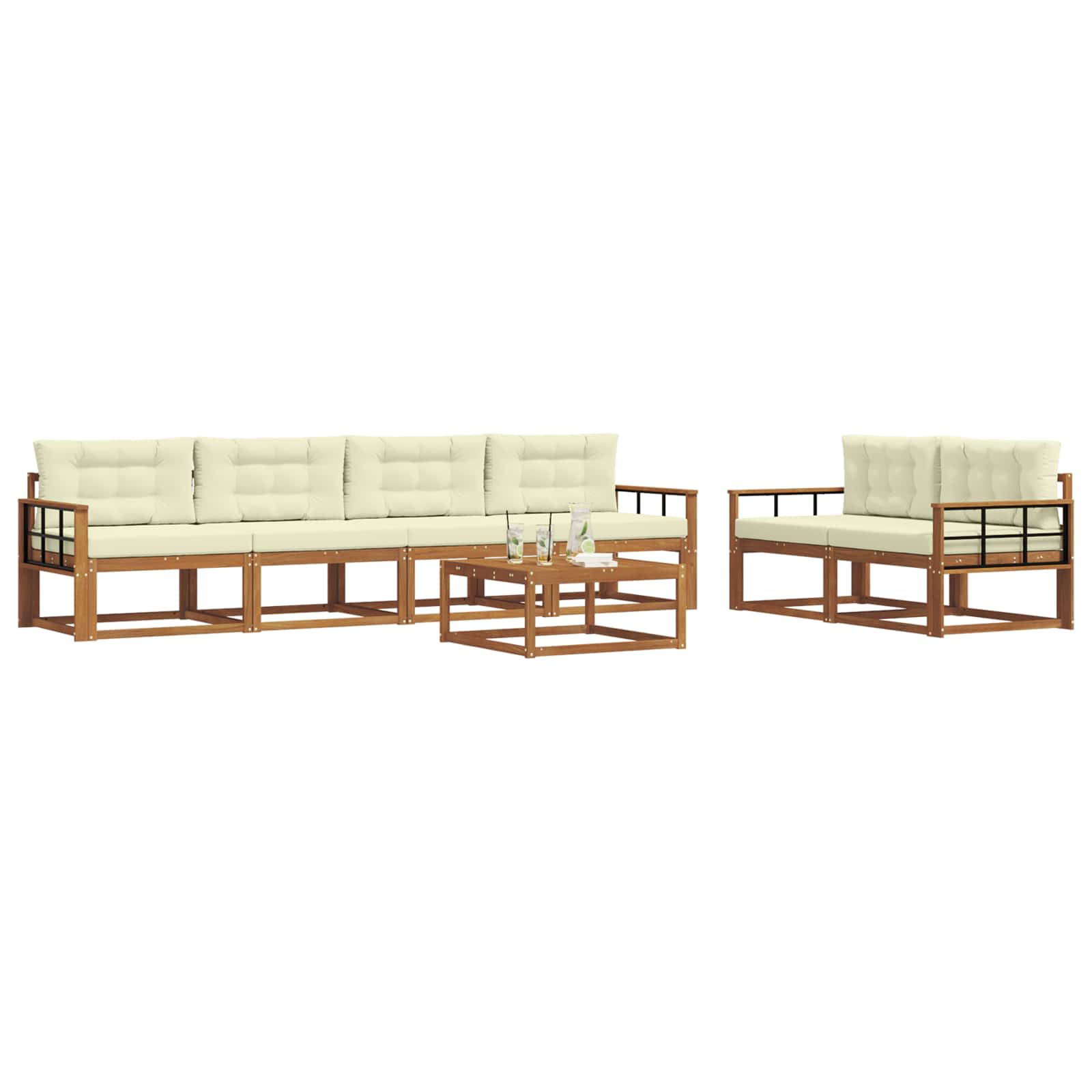 Ensemble de canapés d'extérieur 7 pcs Naturel et Crème - XIOS