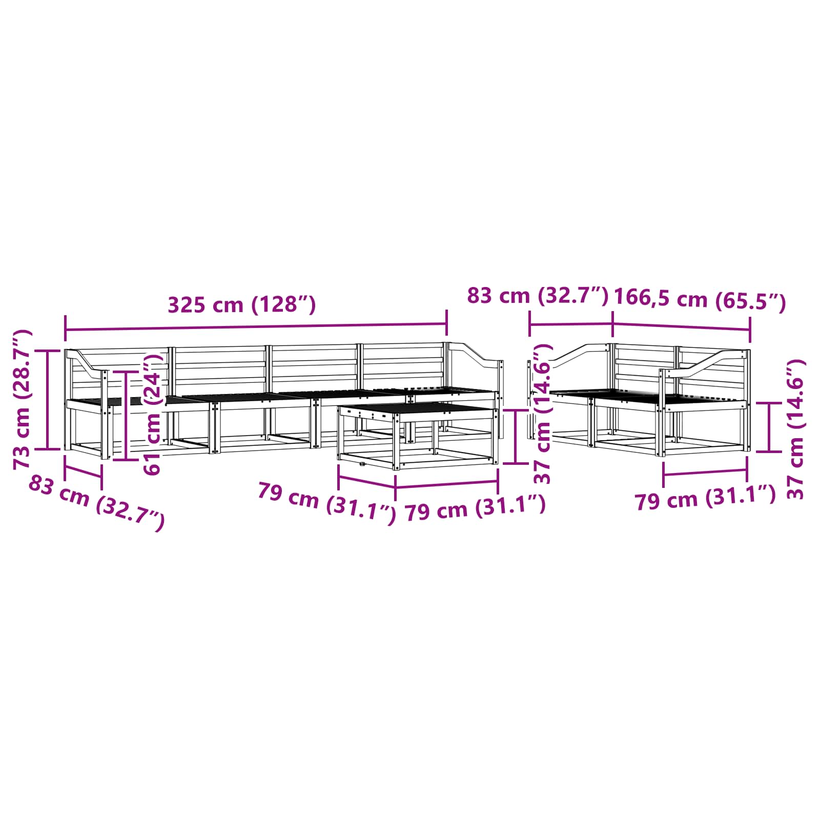 Ensemble de canapés d'extérieur 7 pcs Naturel - XIOS