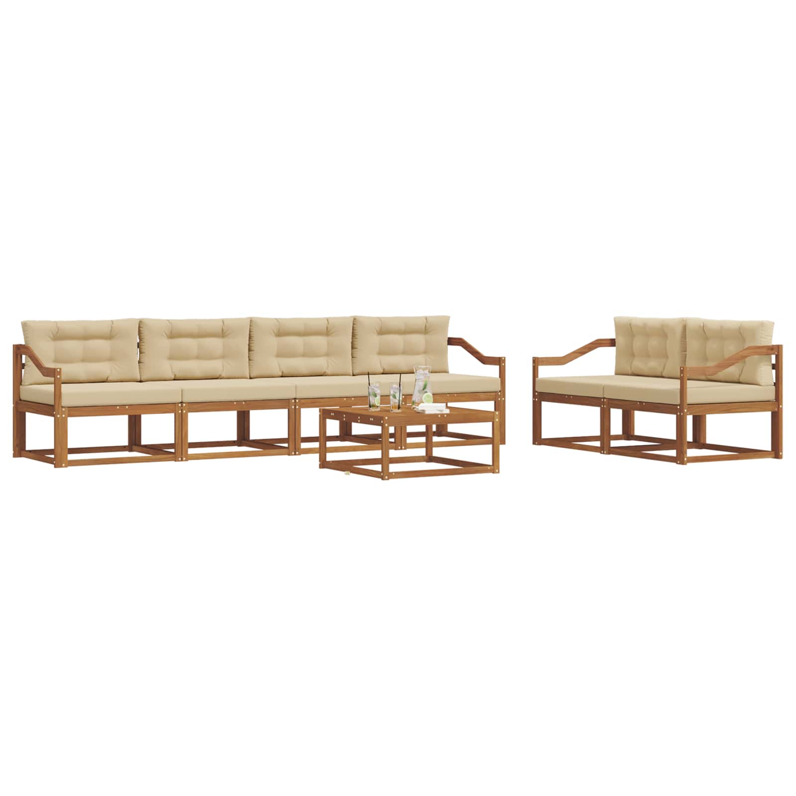 Ensemble de canapés d'extérieur 7 pcs Naturel et Beige - XIOS