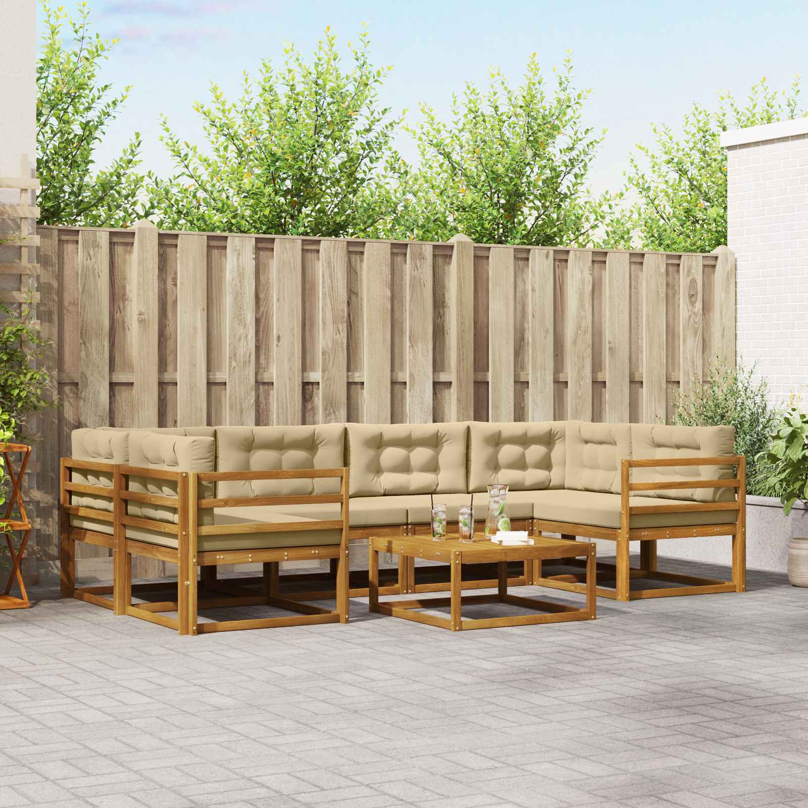 Ensemble de canapés d'extérieur 7 pcs Naturel et Beige - XIOS