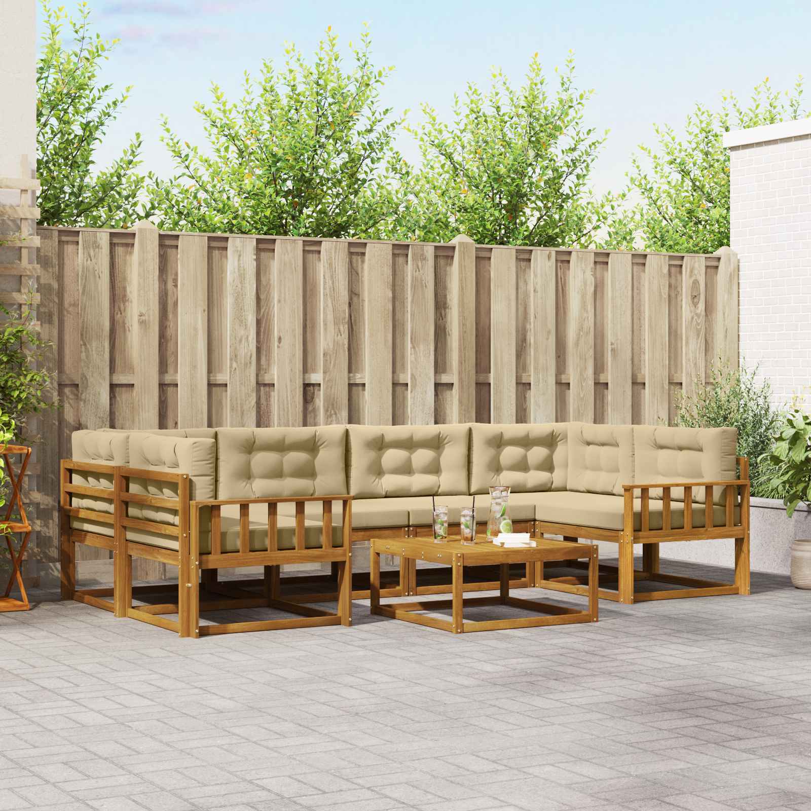 Ensemble de canapés d'extérieur 7 pcs Naturel et Beige - XIOS