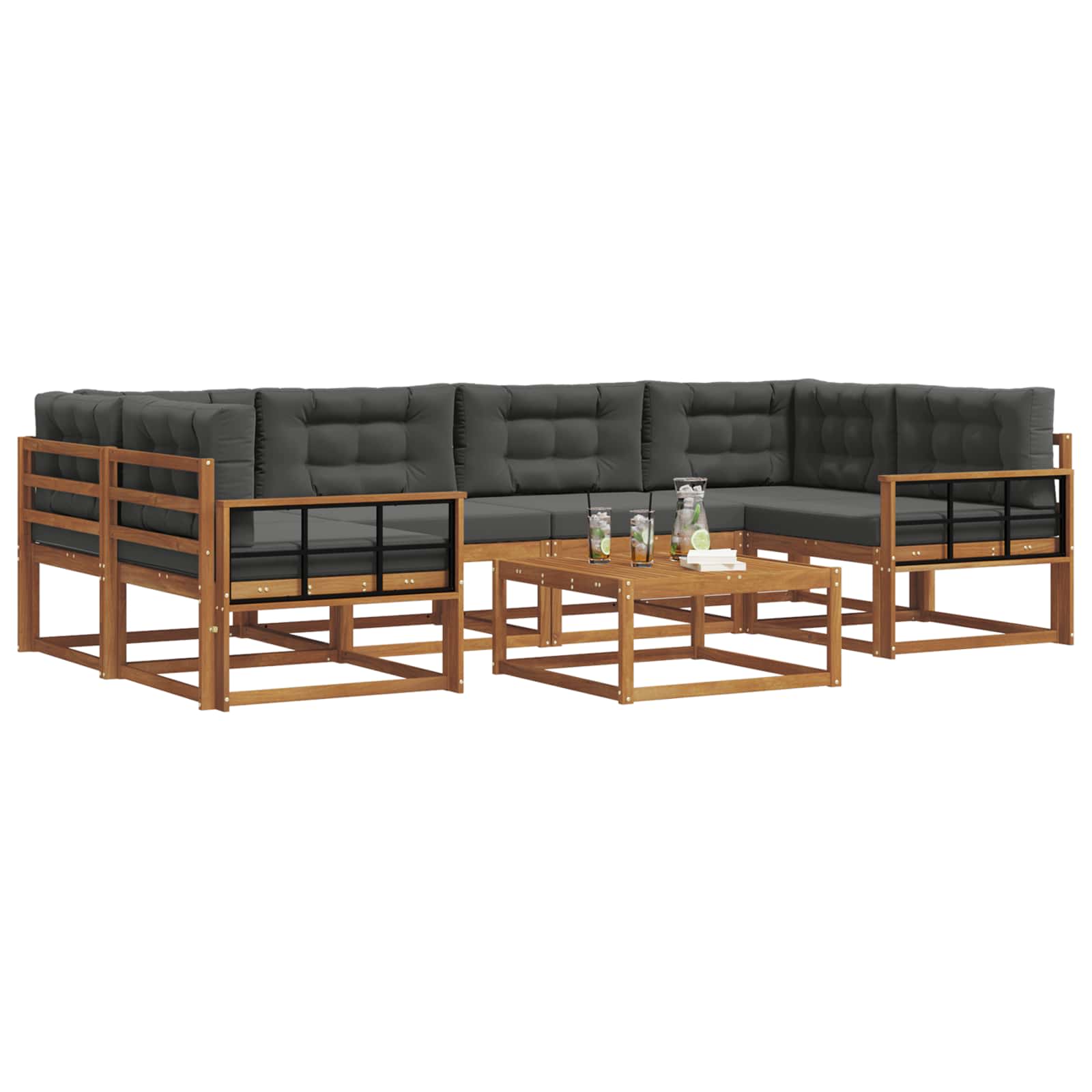 Ensemble de canapés d'extérieur 7 pcs Naturel et Anthracite - XIOS