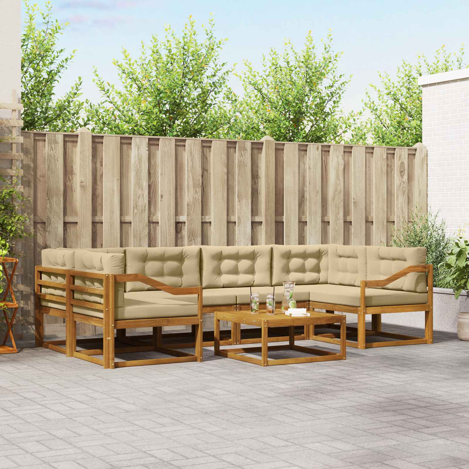 Ensemble de canapés d'extérieur 7 pcs Naturel et Beige - XIOS