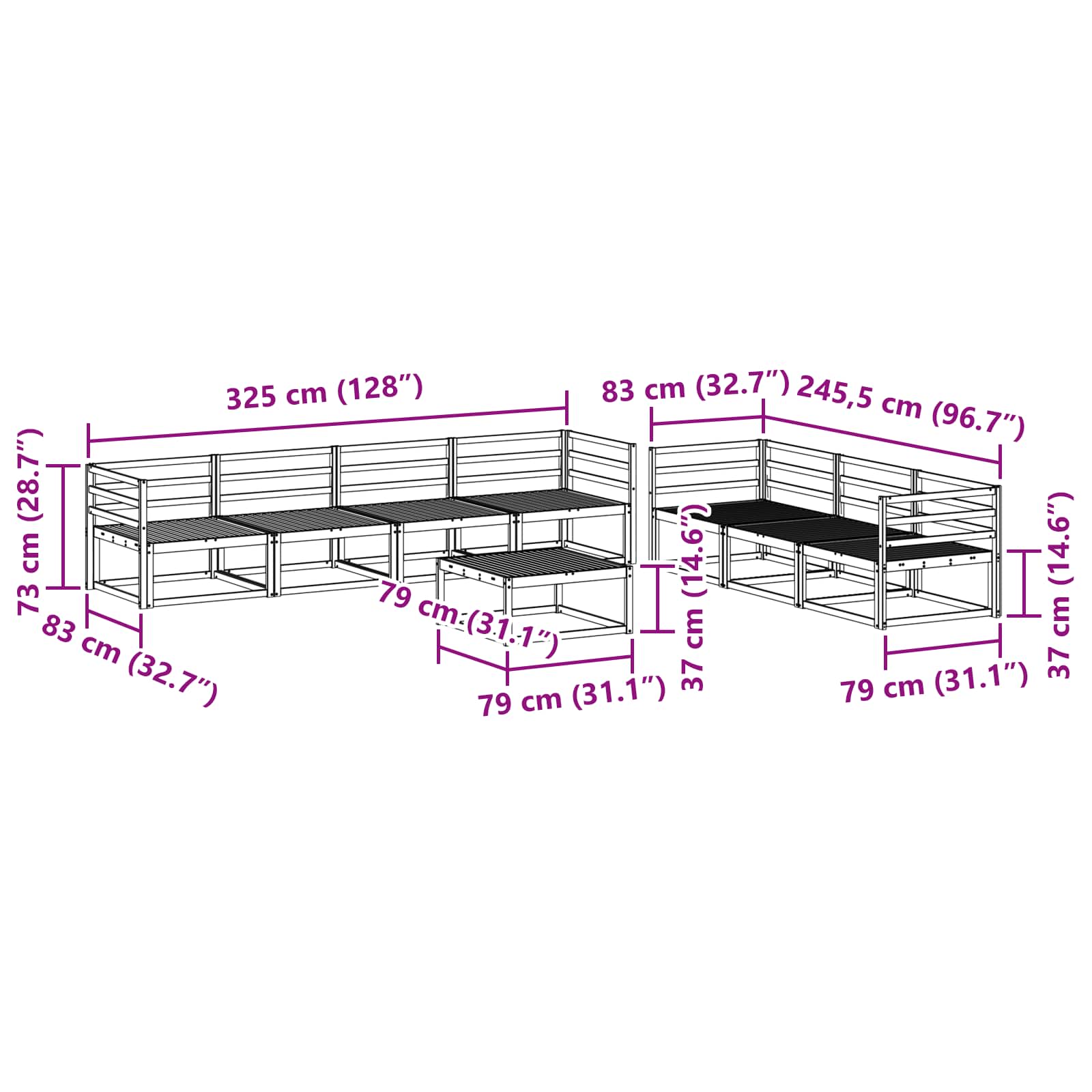 Ensemble de canapés d'extérieur 8 pcs Naturel - XIOS
