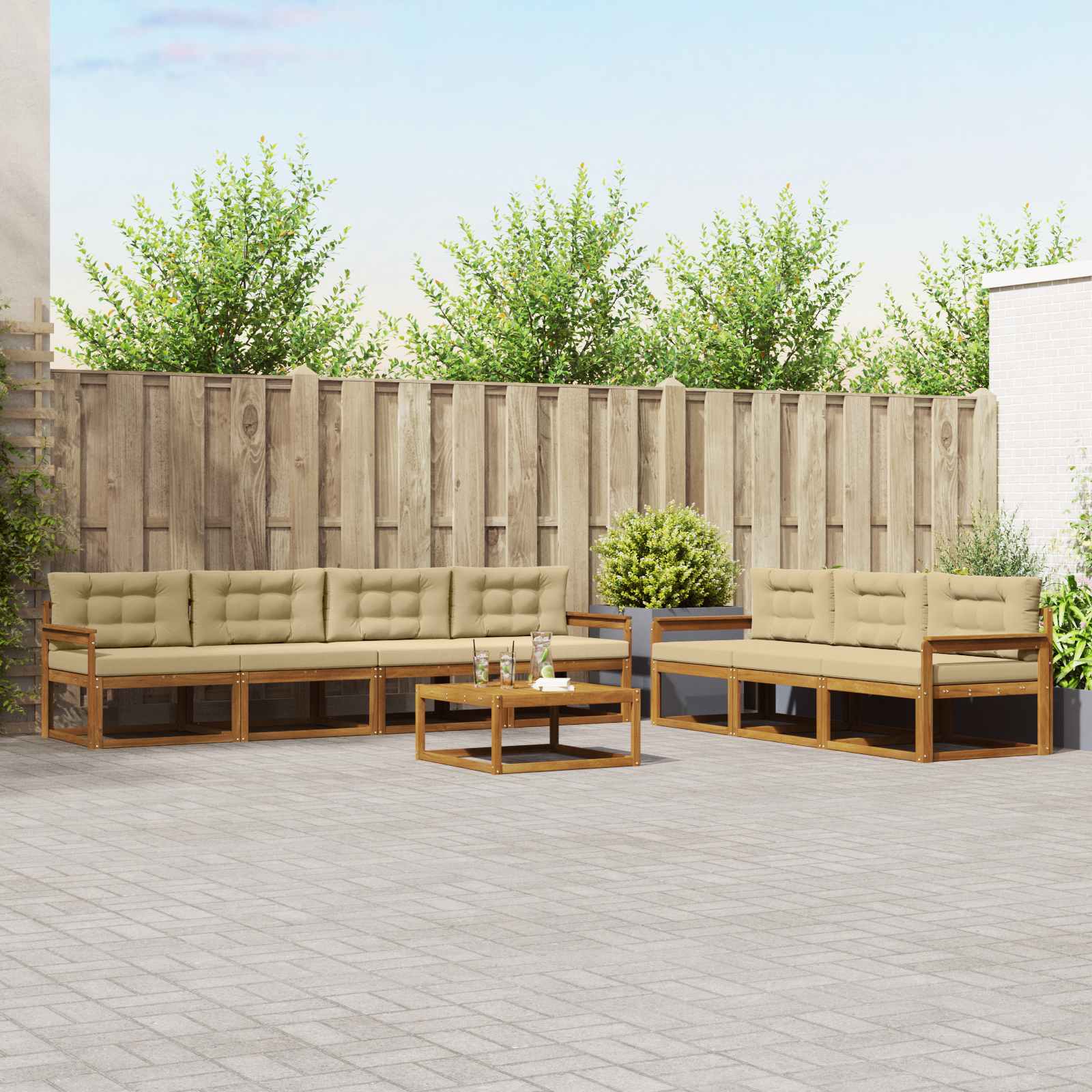 Ensemble de canapés d'extérieur 8 pcs Naturel et Beige - XIOS