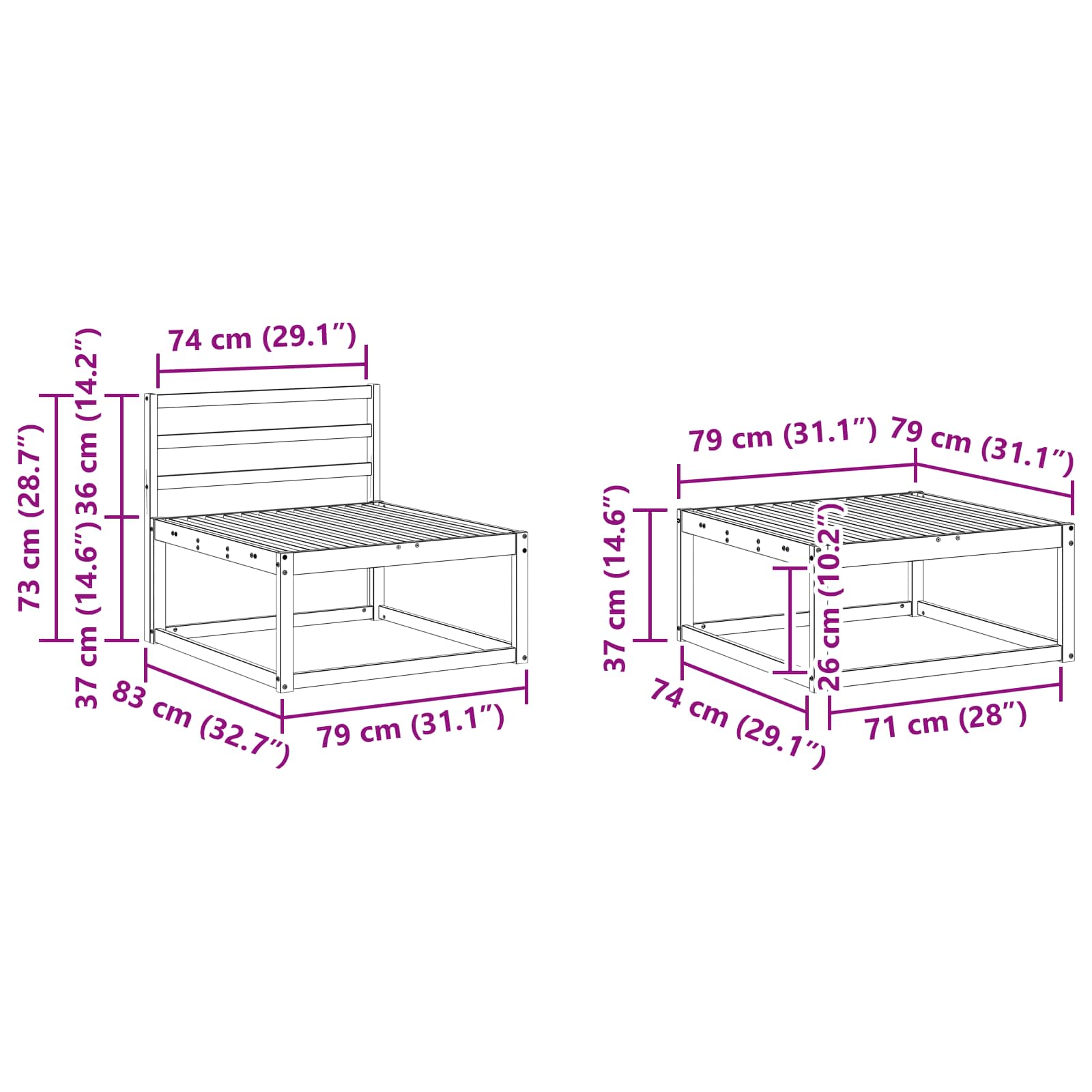 Ensemble de canapés d'extérieur 8 pcs Naturel - XIOS