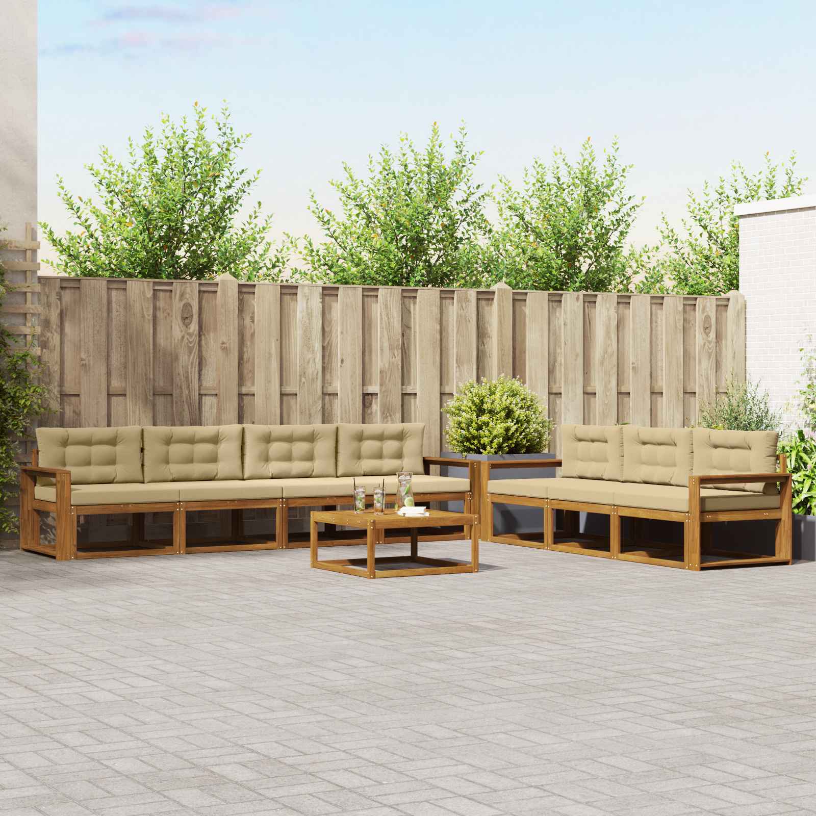 Ensemble de canapés d'extérieur 8 pcs Naturel et Beige - XIOS