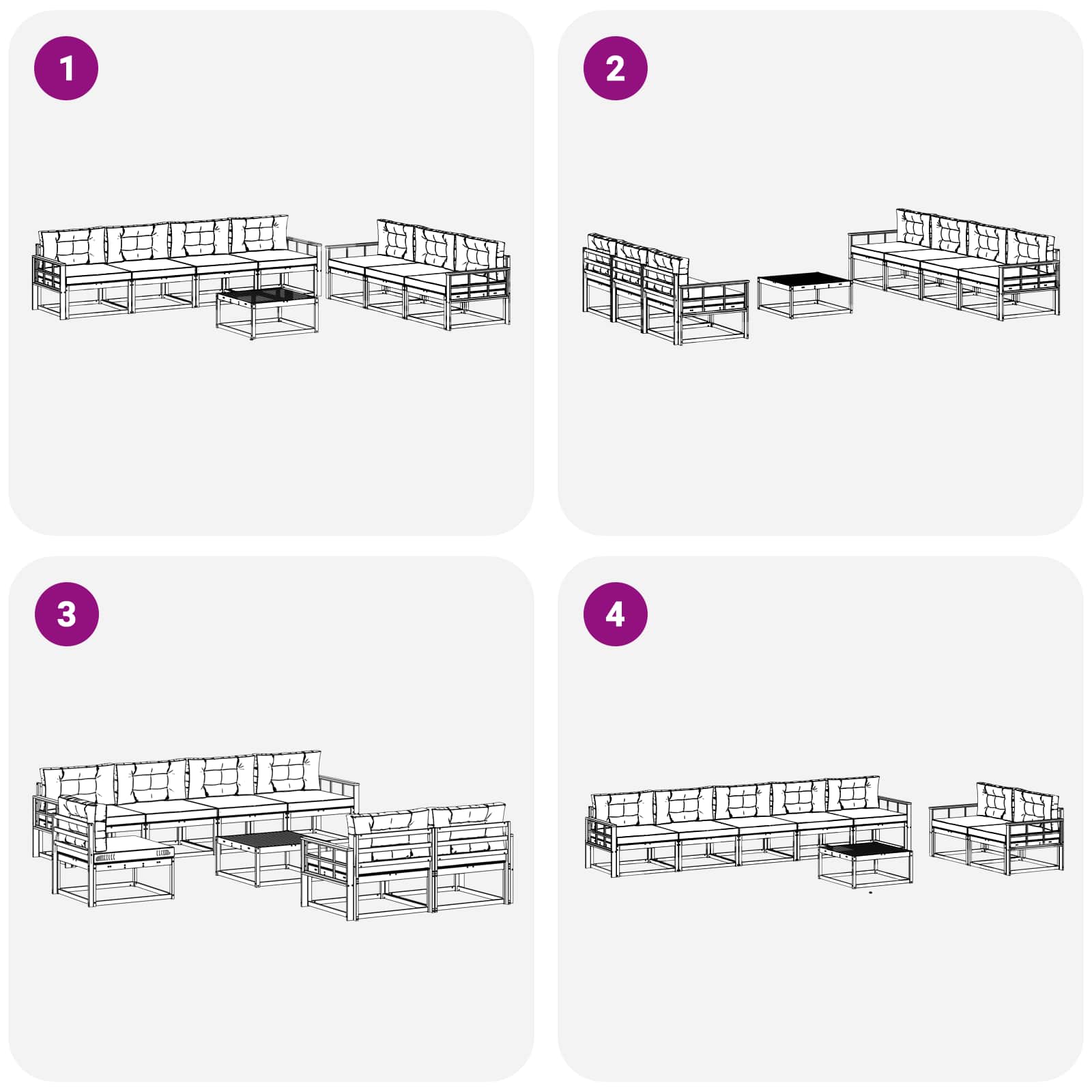 Ensemble de canapés d'extérieur 8 pcs Naturel et Anthracite - XIOS