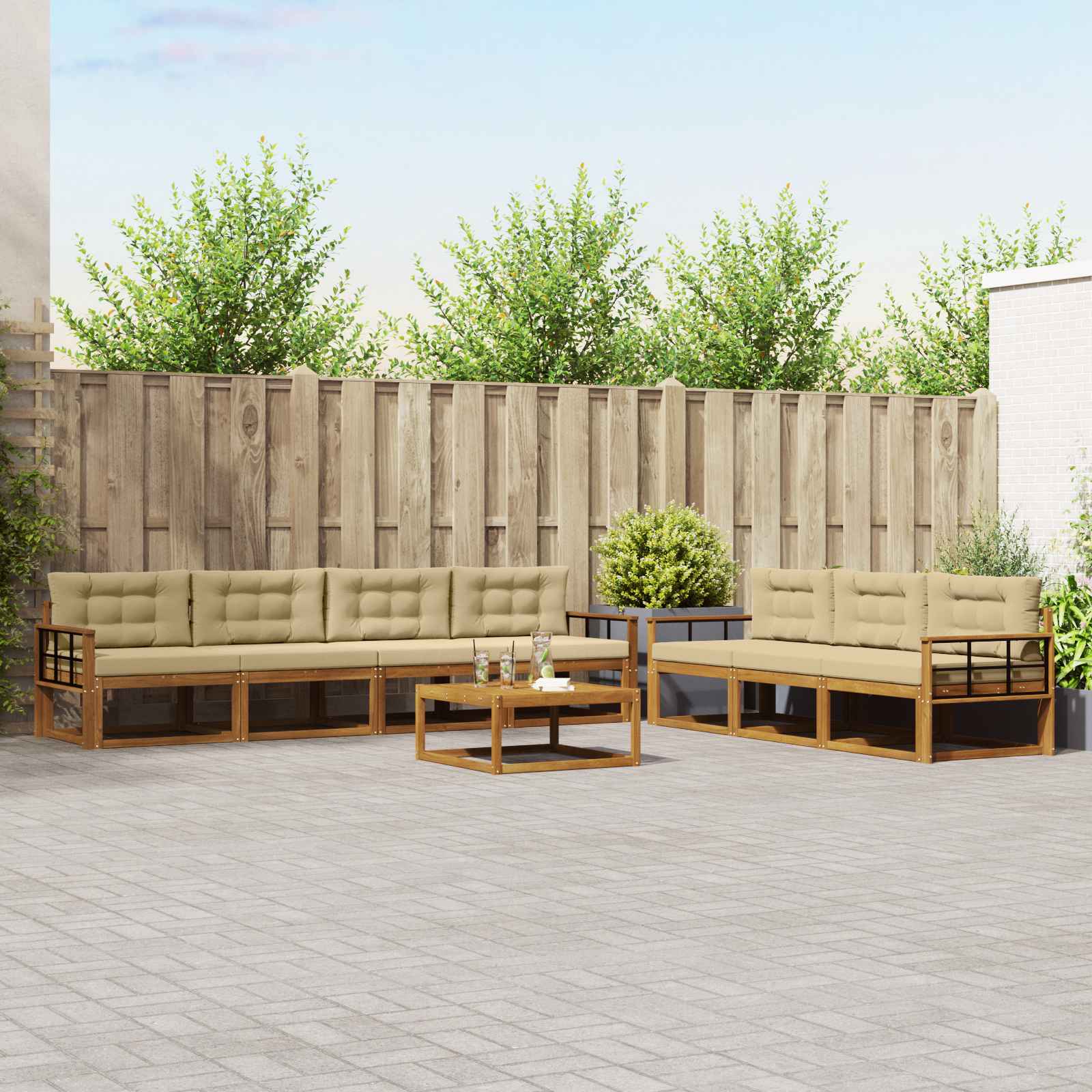 Ensemble de canapés d'extérieur 8 pcs Naturel et Beige - XIOS