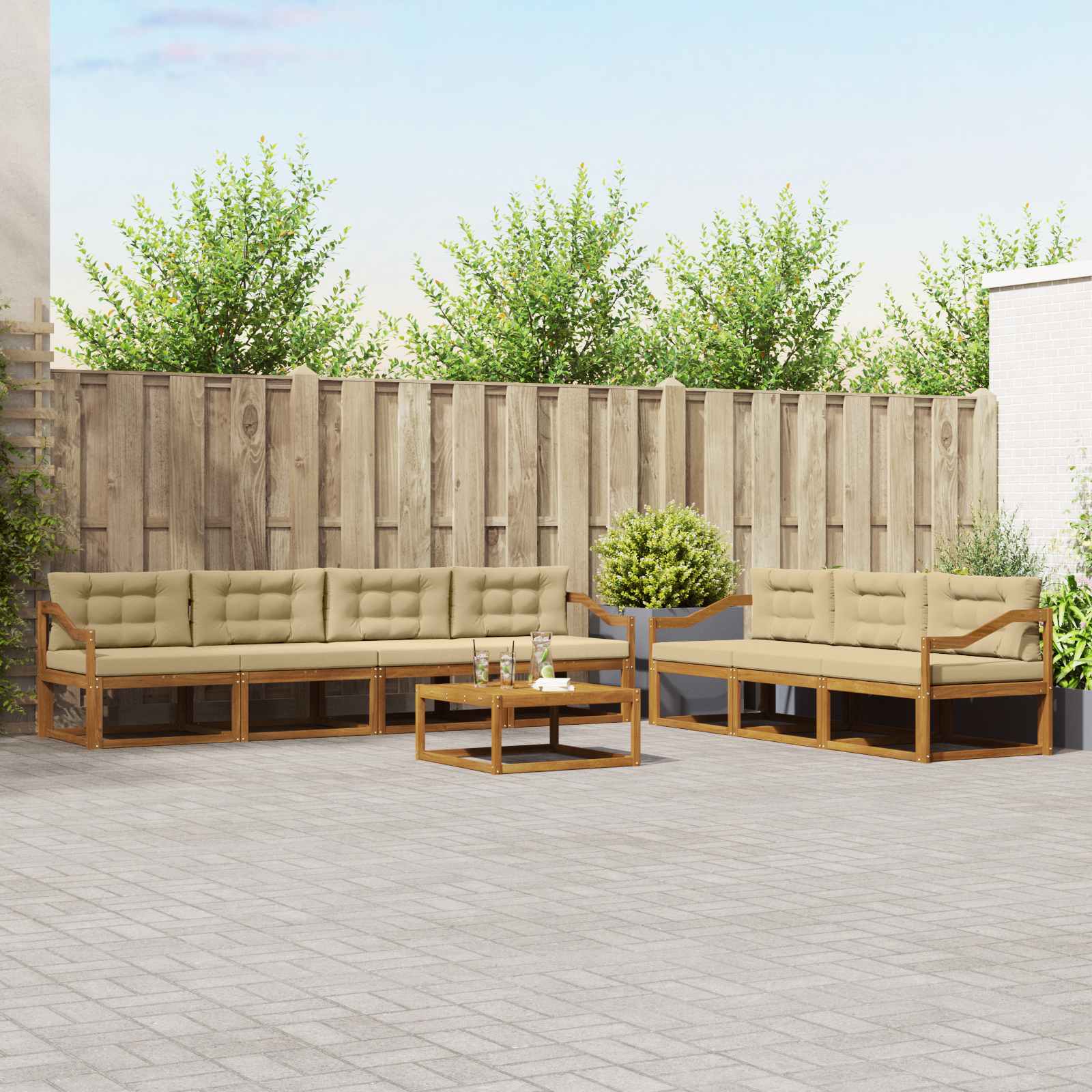 Ensemble de canapés d'extérieur 8 pcs Naturel et Beige - XIOS