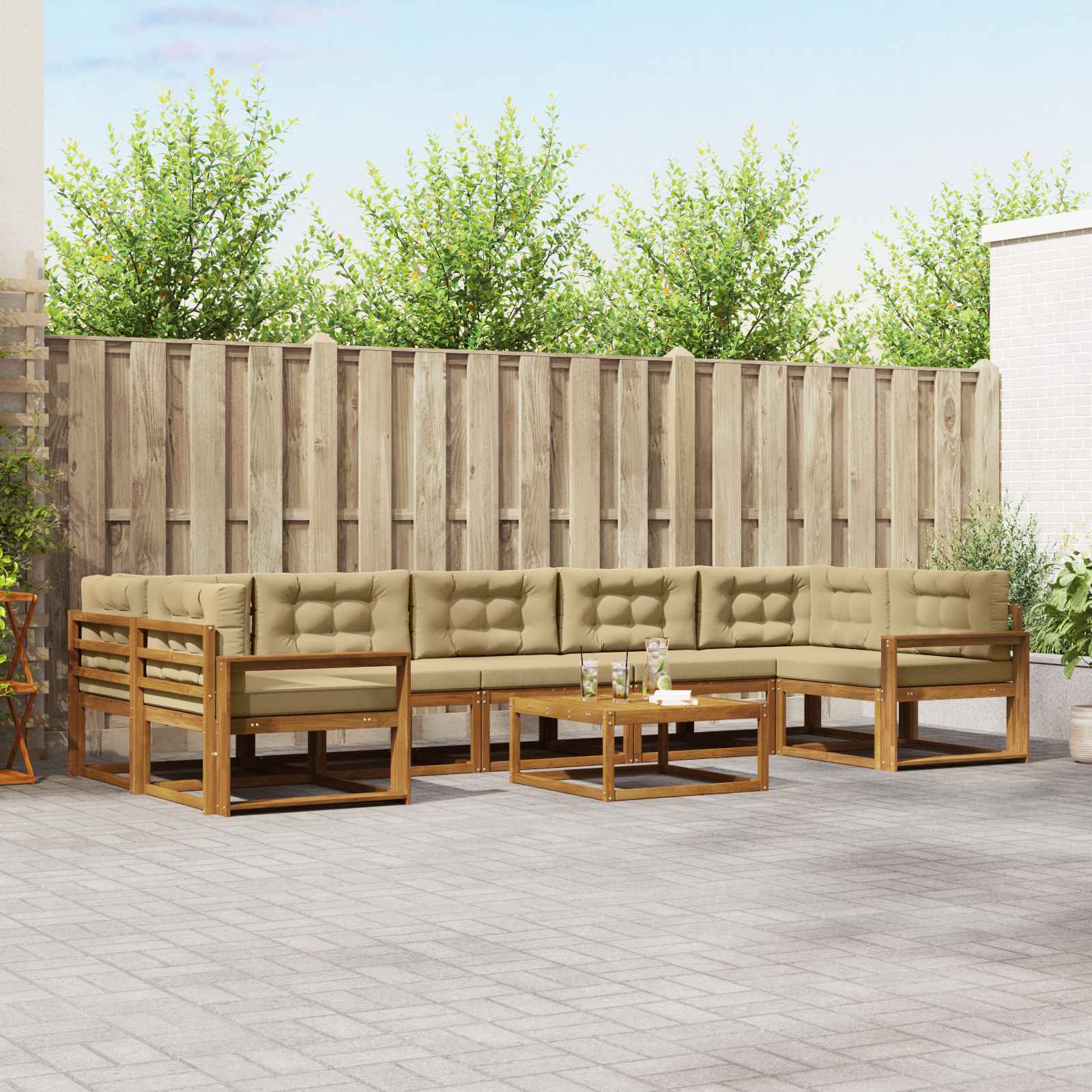 Ensemble de canapés d'extérieur 8 pcs Naturel et Beige - XIOS