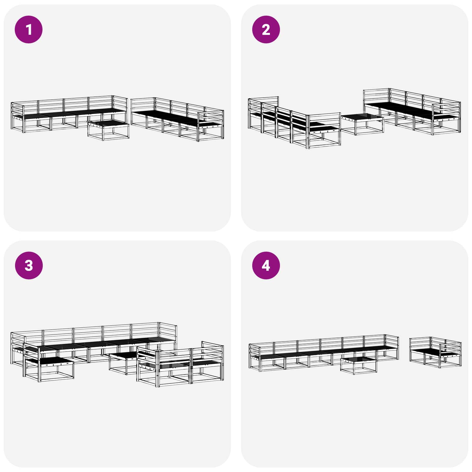 Ensemble de canapés d'extérieur 9 pcs Naturel - XIOS