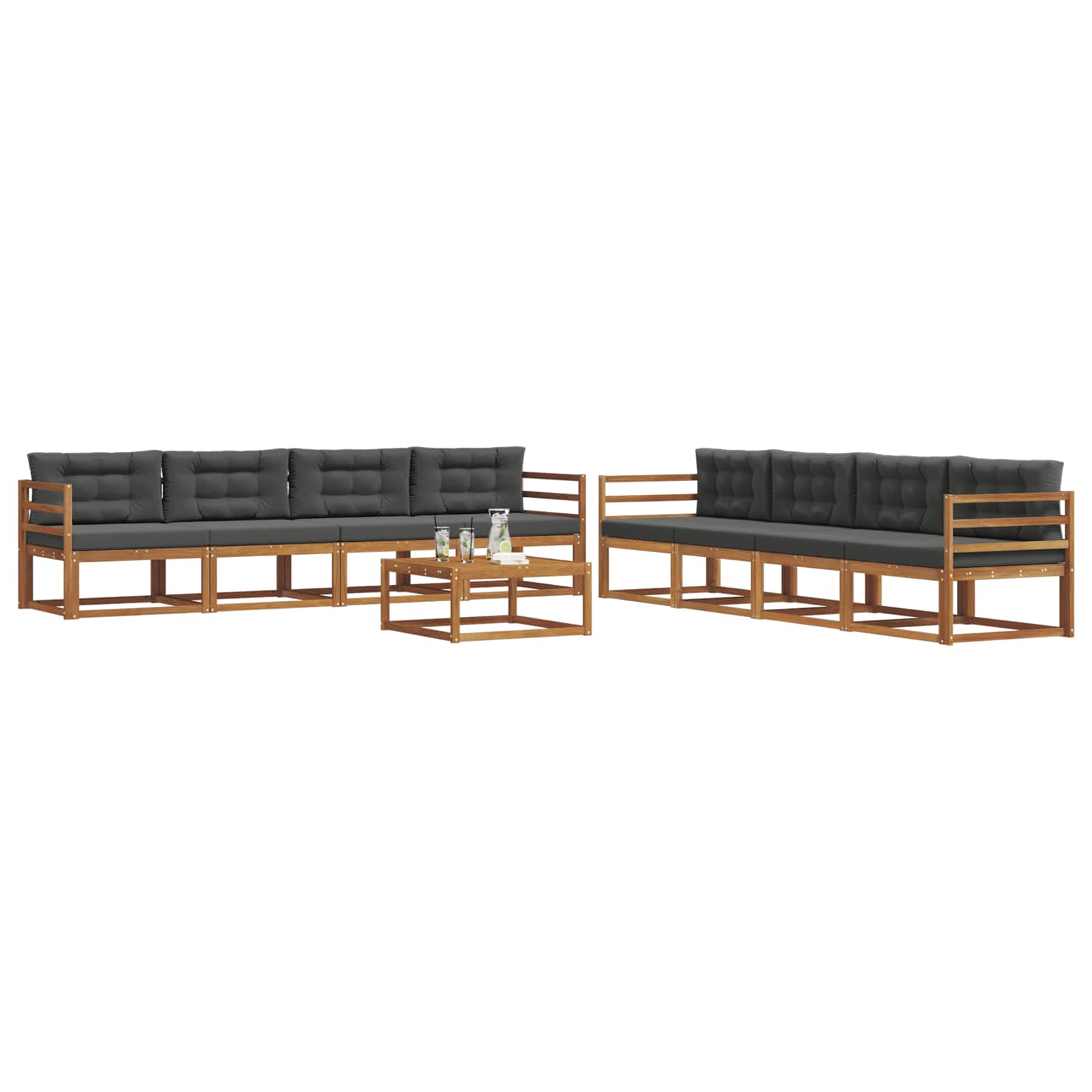 Ensemble de canapés d'extérieur 9 pcs Naturel et Anthracite - XIOS