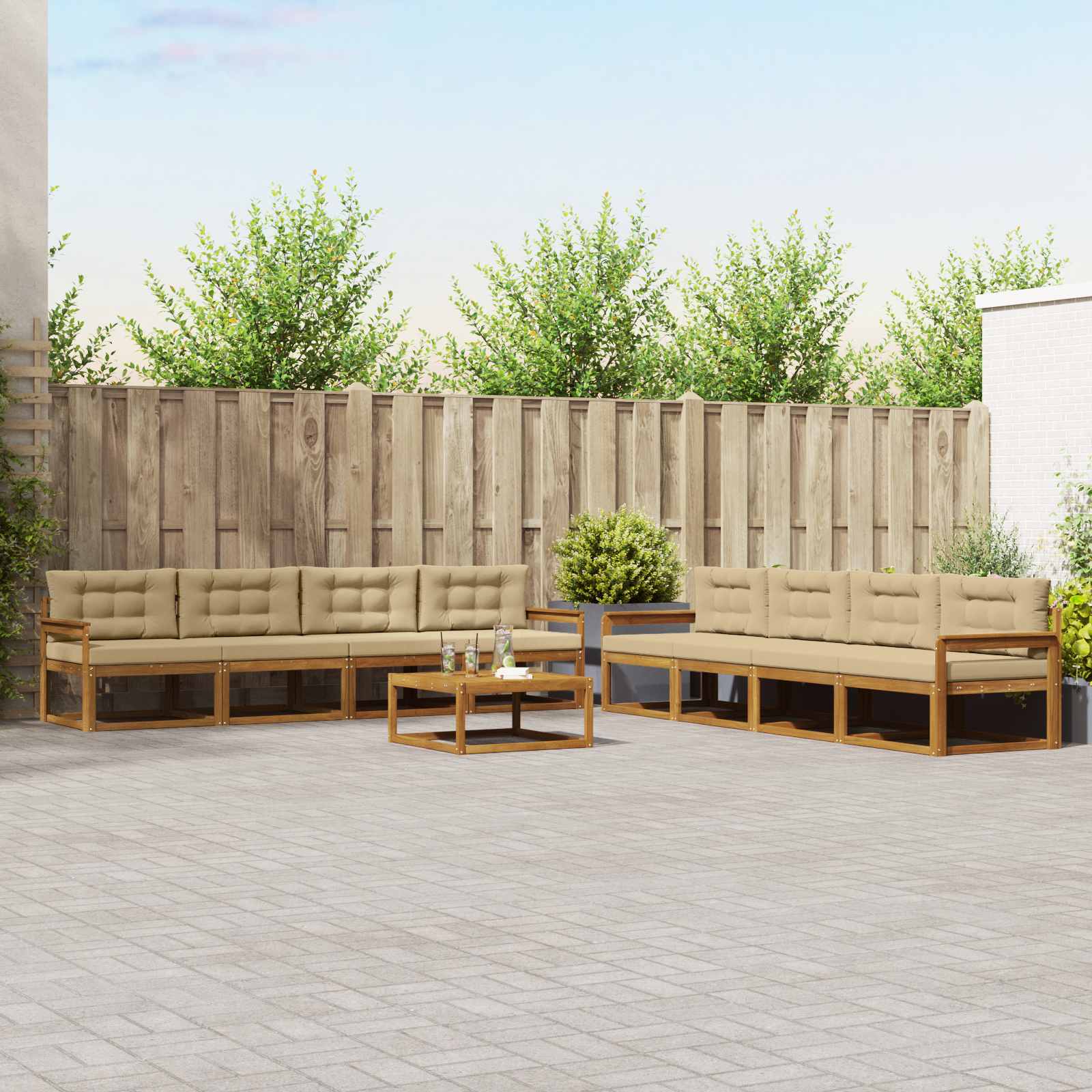 Ensemble de canapés d'extérieur 9 pcs Naturel et Beige - XIOS