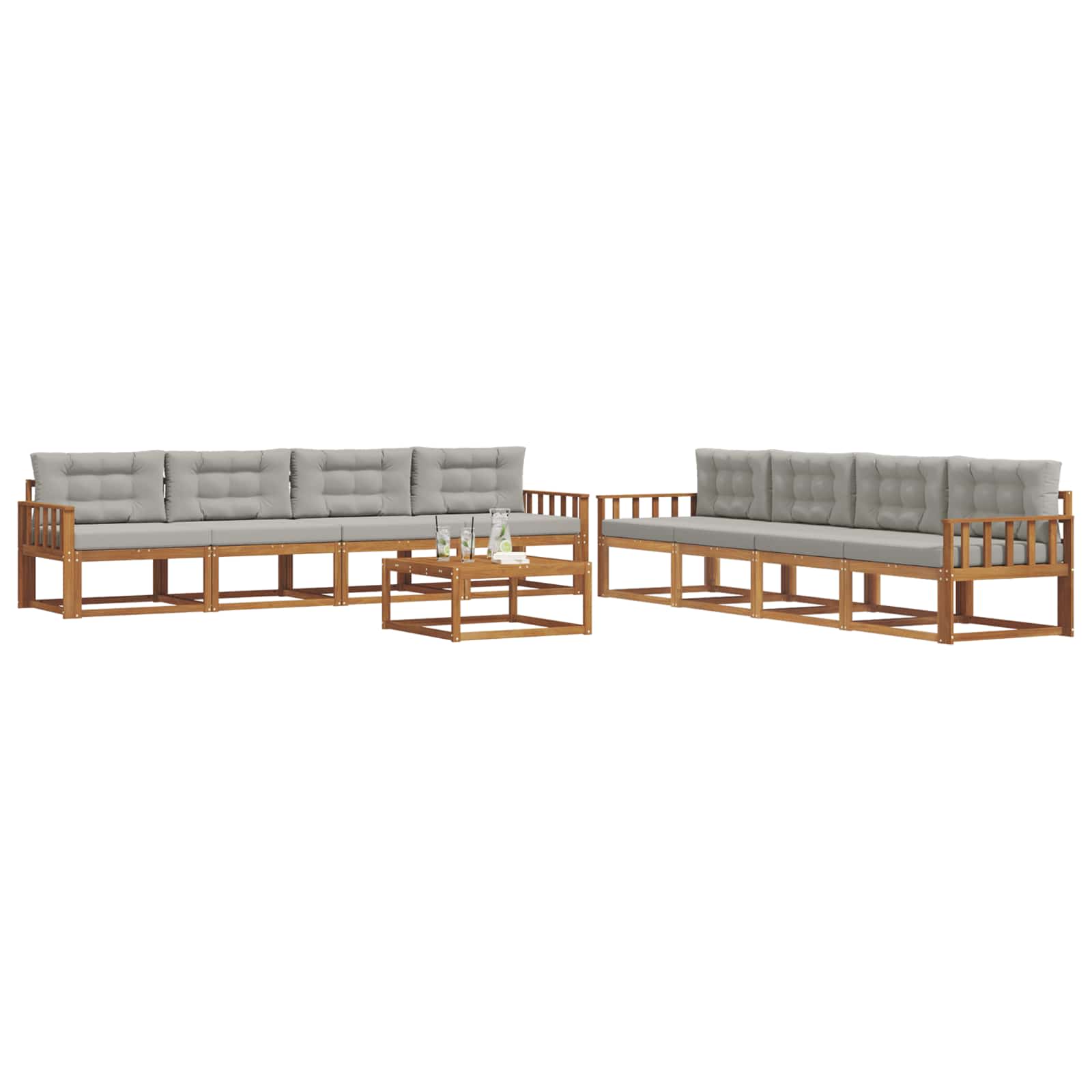Ensemble de canapés d'extérieur 9 pcs Gris Naturel et Clair - XIOS