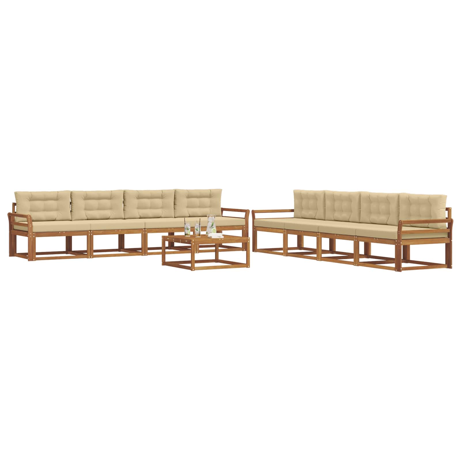 Ensemble de canapés d'extérieur 9 pcs Naturel et Beige - XIOS